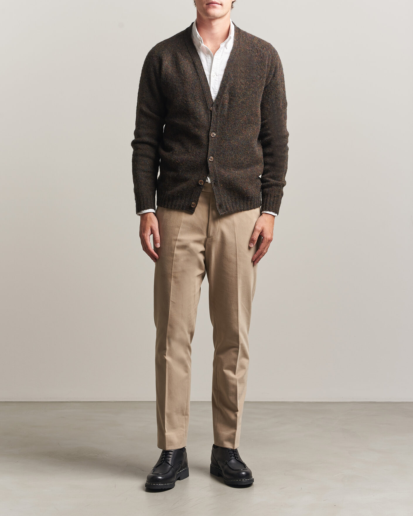 Heren | Truien | Harley Of Scotland | Brushed Supersoft Lambswool Cardigan Carob