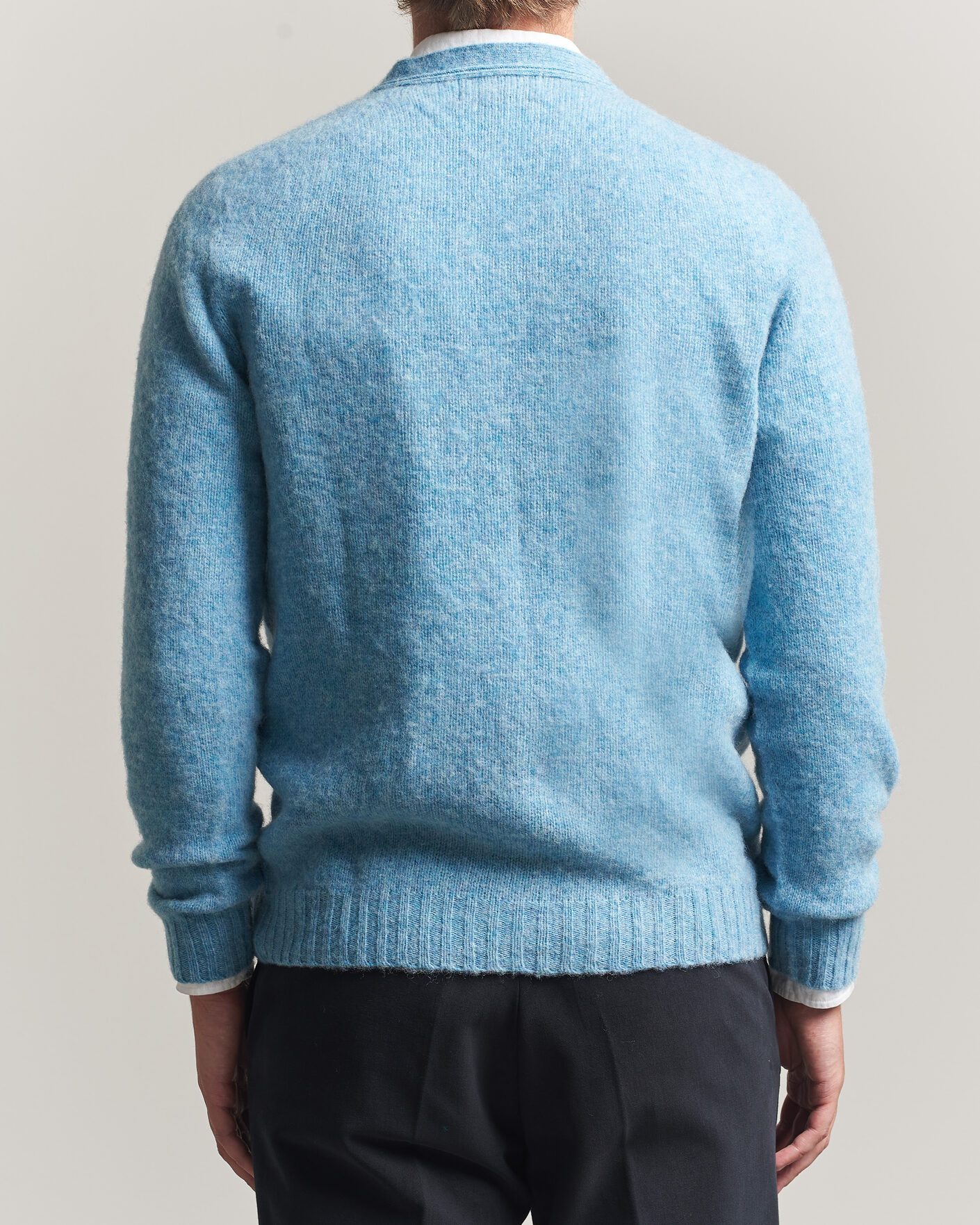 Heren | Truien | Harley Of Scotland | Brushed Supersoft Lambswool Cardigan Loch Blue