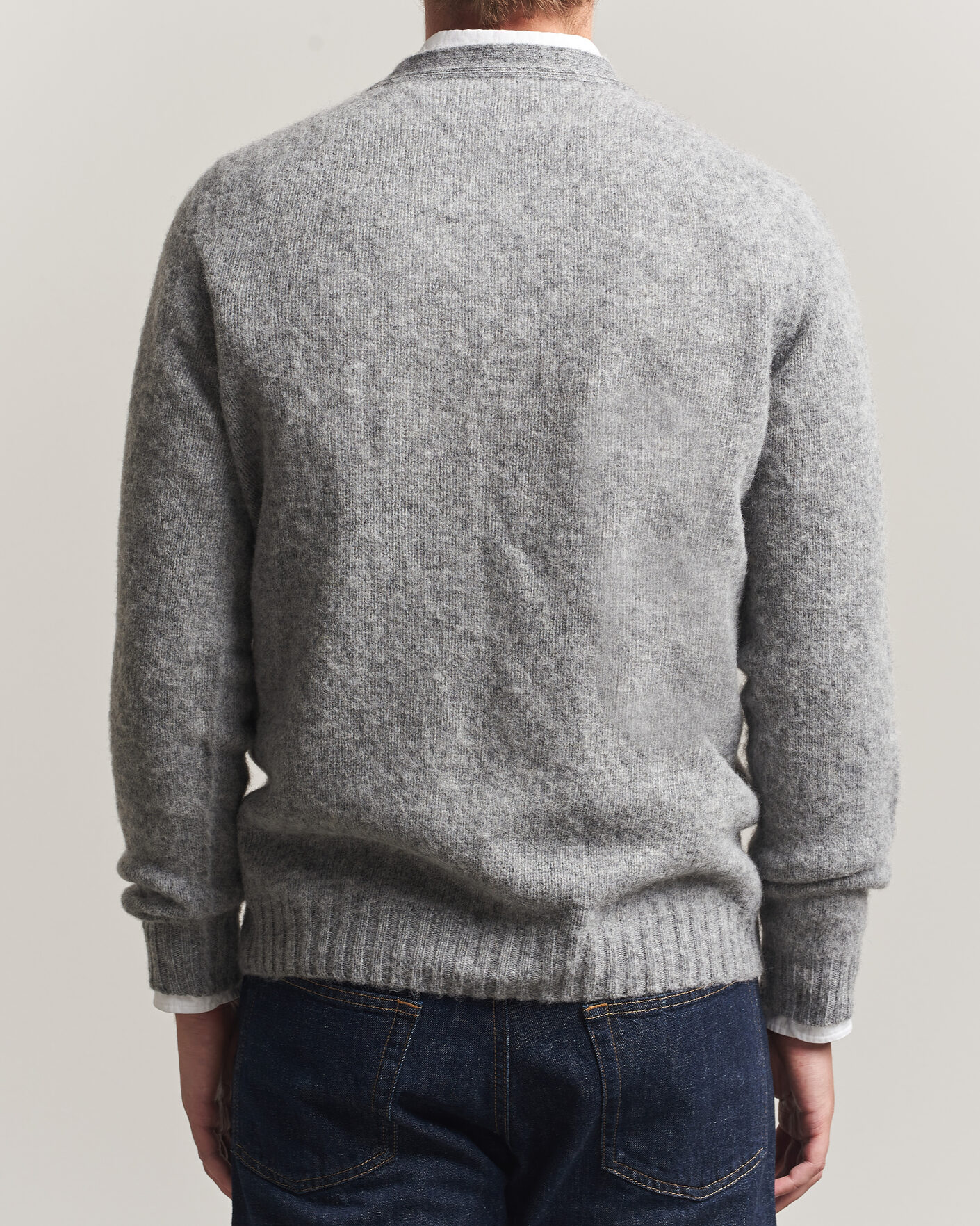 Heren | Truien | Harley Of Scotland | Brushed Supersoft Lambswool Cardigan Mid Grey