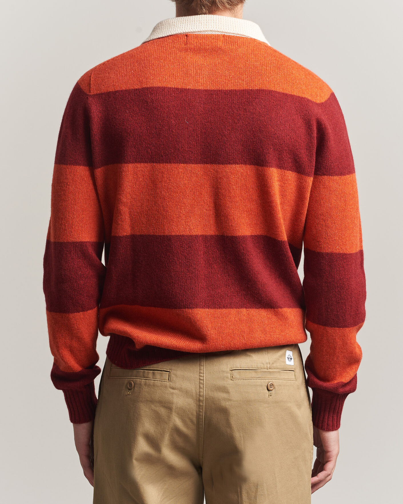 Heren | Truien | Harley Of Scotland | Supersoft 2ply Lambswool Rugby Red/Orange