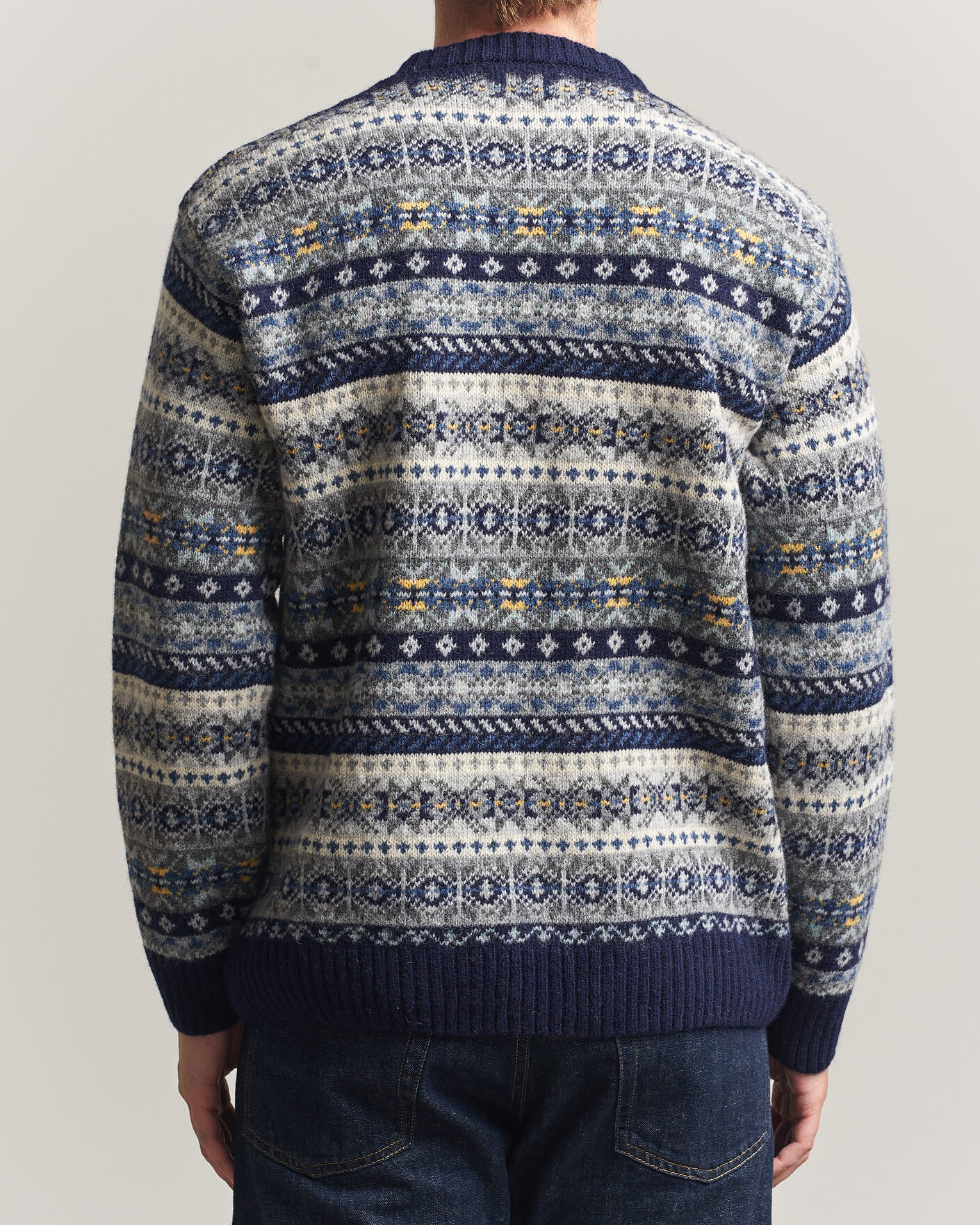 Homme | Pulls Et Tricots | Harley Of Scotland | Supersoft 2ply Lambswool Fairisle Crew Navy