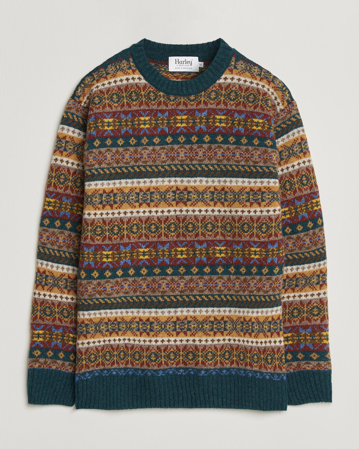 Homme | Pulls Et Tricots | Harley Of Scotland | Supersoft 2ply Lambswool Fairisle Crew Tempest