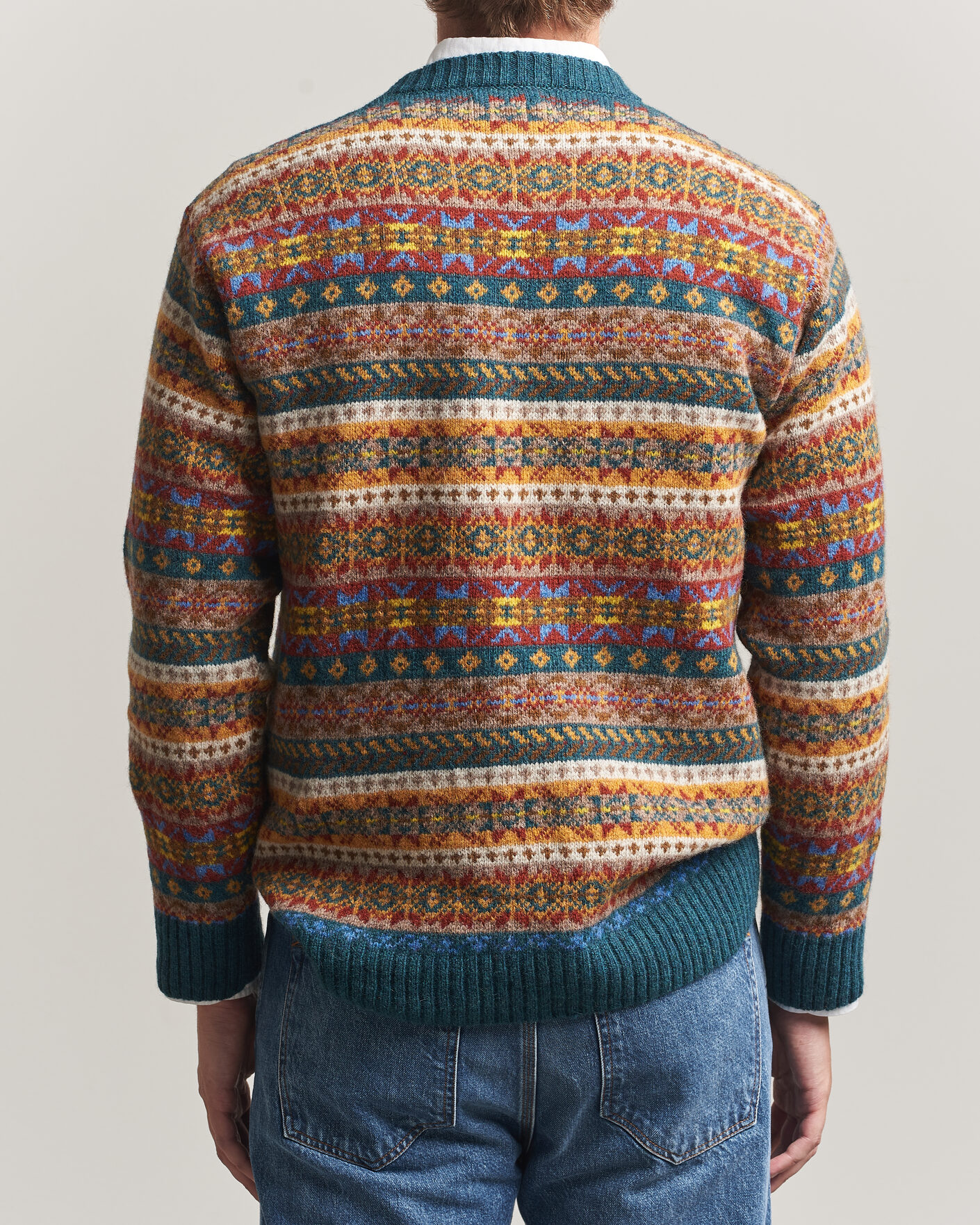 Homme | Pulls Et Tricots | Harley Of Scotland | Supersoft 2ply Lambswool Fairisle Crew Tempest