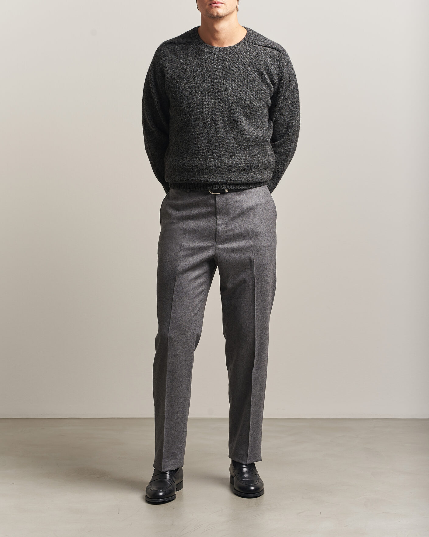 Heren | Broeken | Kamakura Shirts | Saxony Wool Ivy Trousers Mid Gray