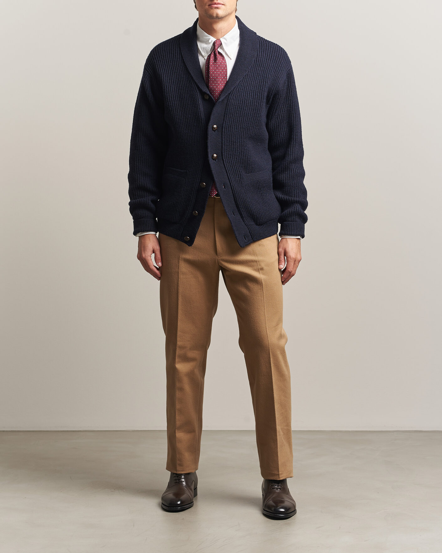 Homme | Pantalons | Kamakura Shirts | Brushed Cotton Twill Ivy Trousers Beige