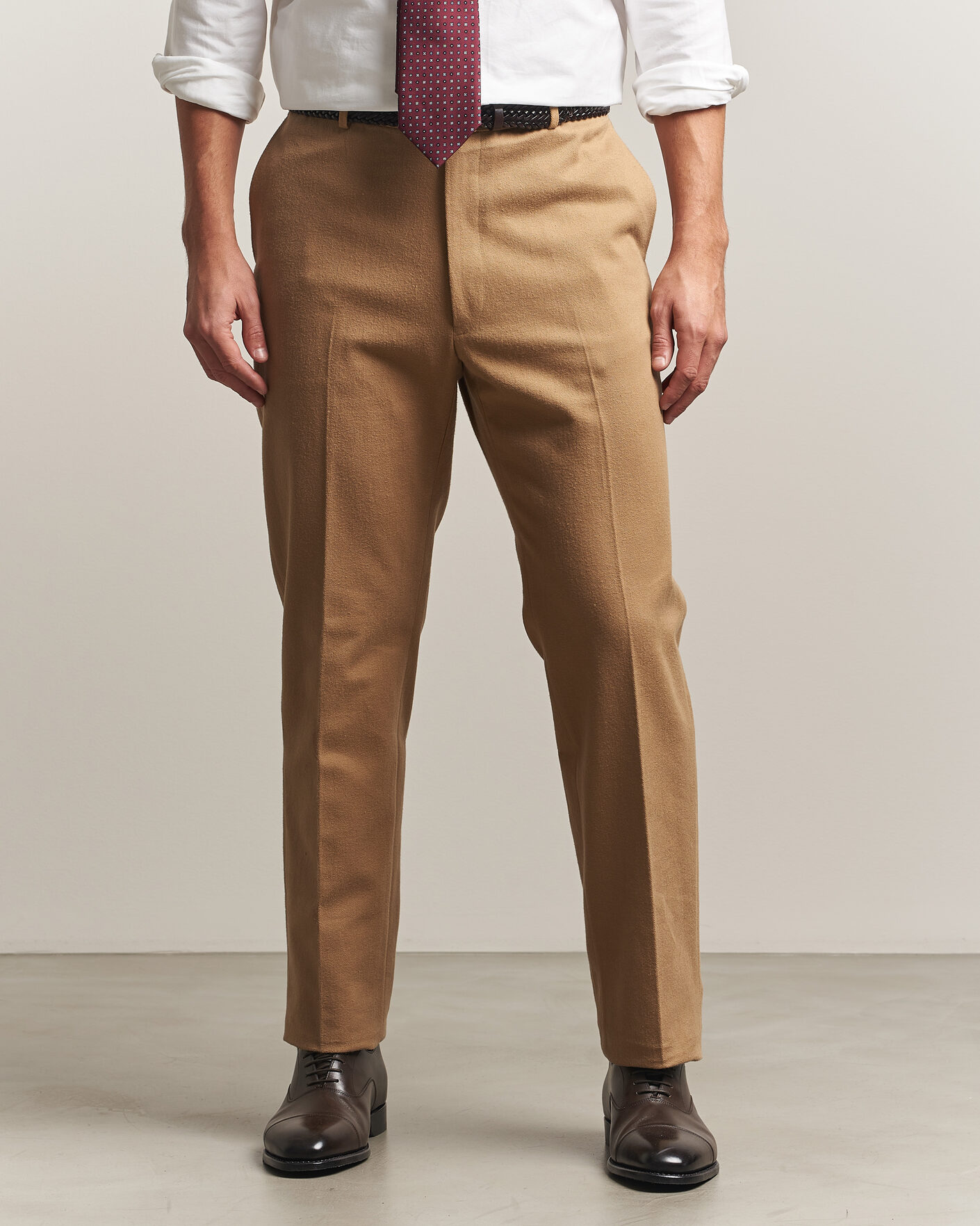 Homme | Pantalons | Kamakura Shirts | Brushed Cotton Twill Ivy Trousers Beige