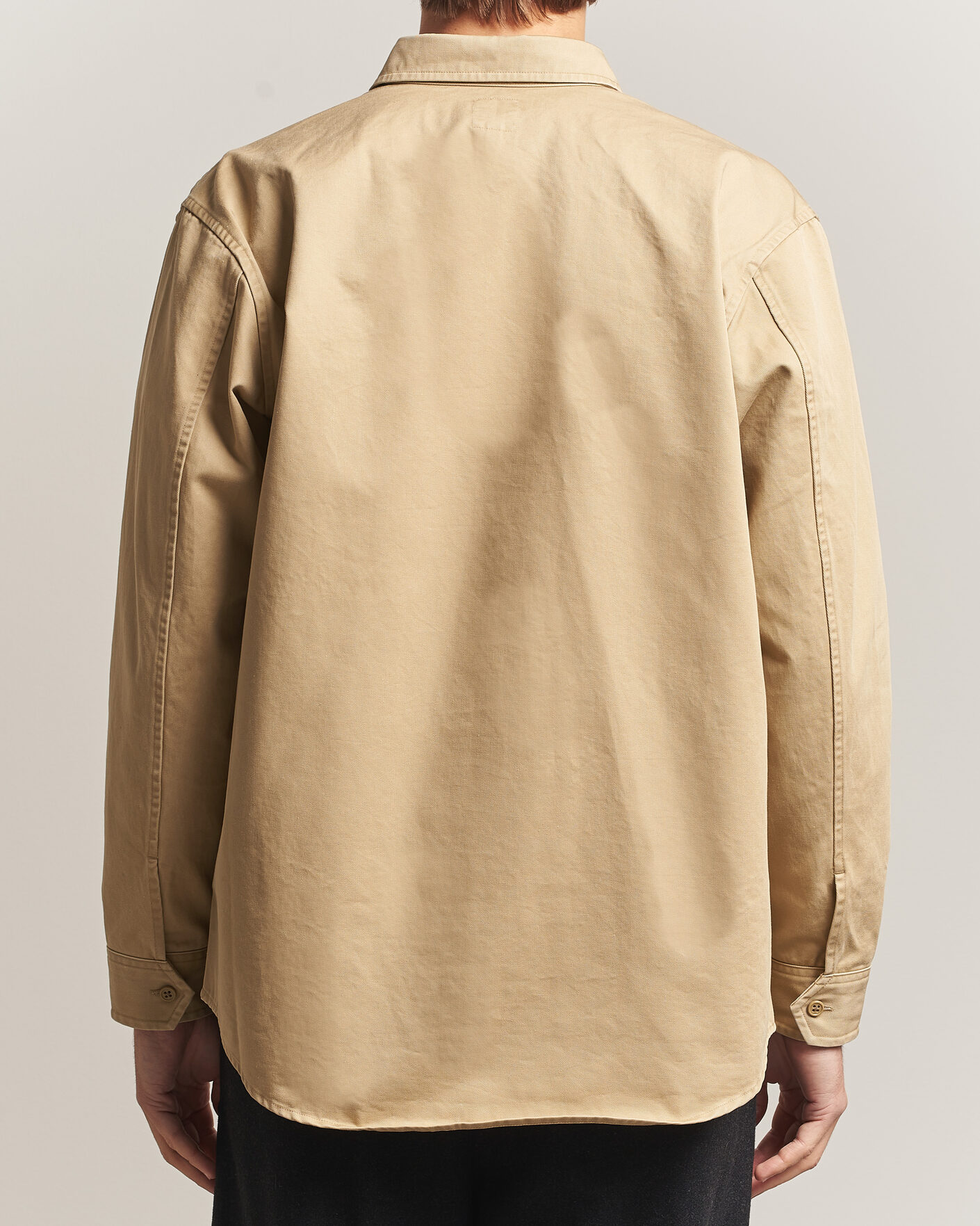 Homme | Chemises | Kamakura Shirts | Cotton Twill CPO Overshirt Beige