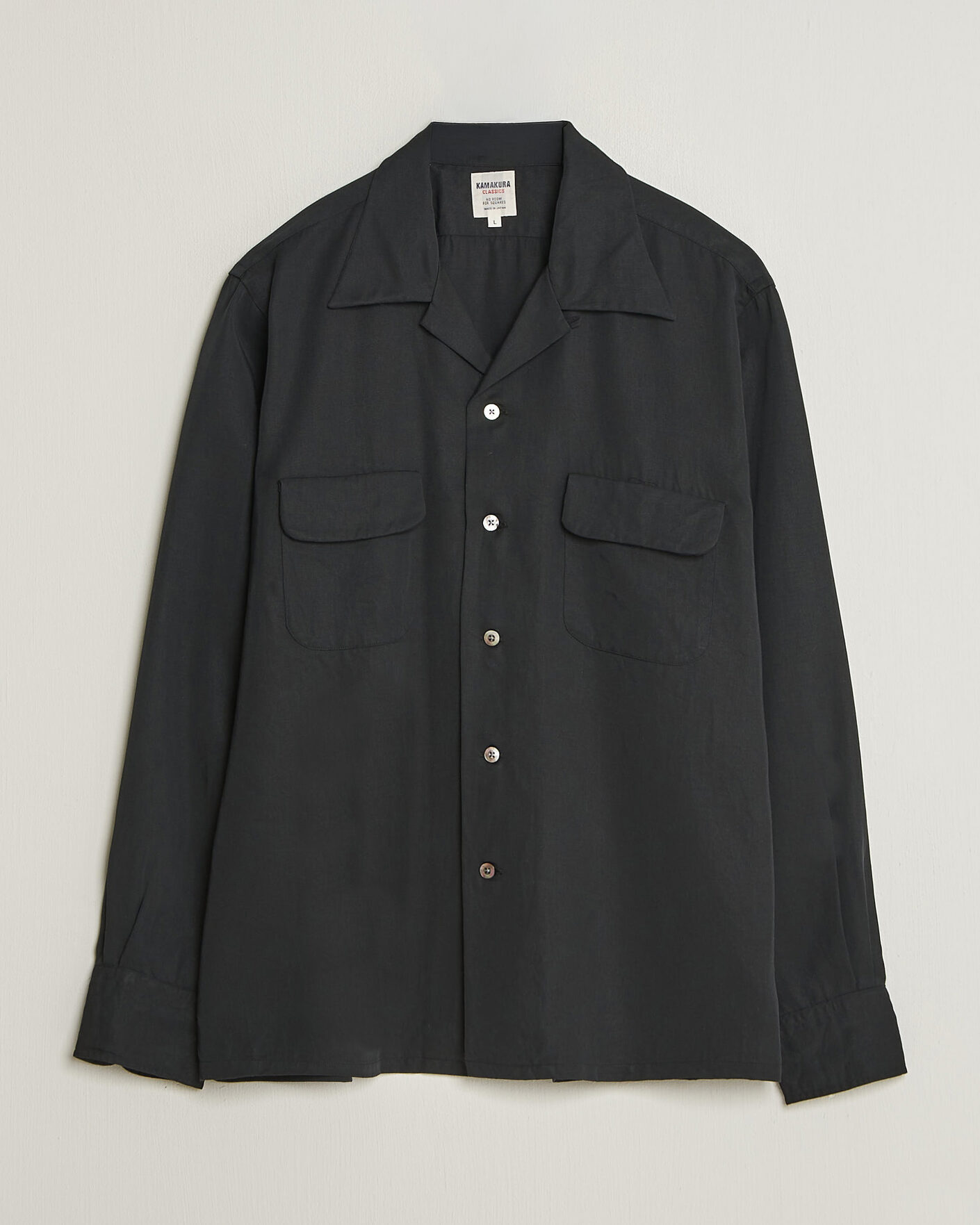 Heren | Overhemden | Kamakura Shirts | Vintage Open Collar Shirt Black