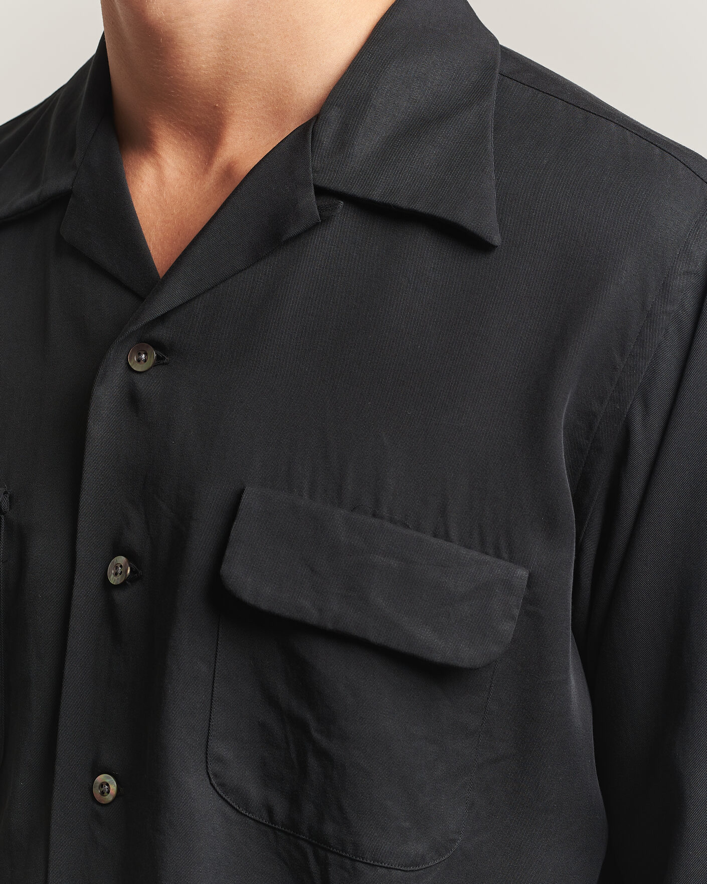 Heren | Overhemden | Kamakura Shirts | Vintage Open Collar Shirt Black