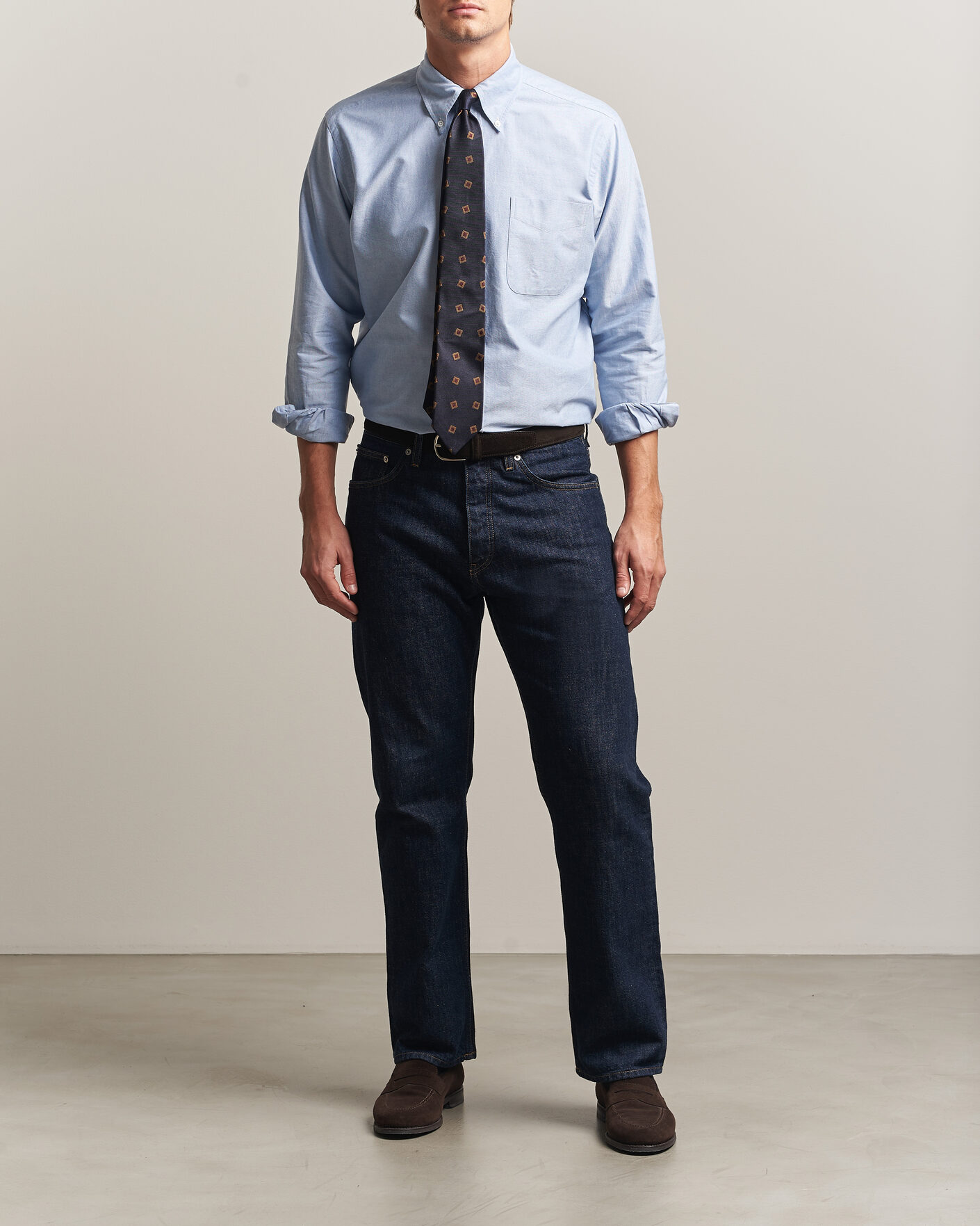 Heren | Overhemden | Kamakura Shirts | Ametora Japanese Oxford BD Shirt Light Blue