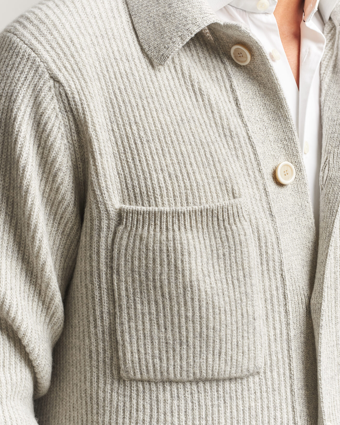Heren | Truien | Lardini | Heavy Knitted Cardigan Light Grey