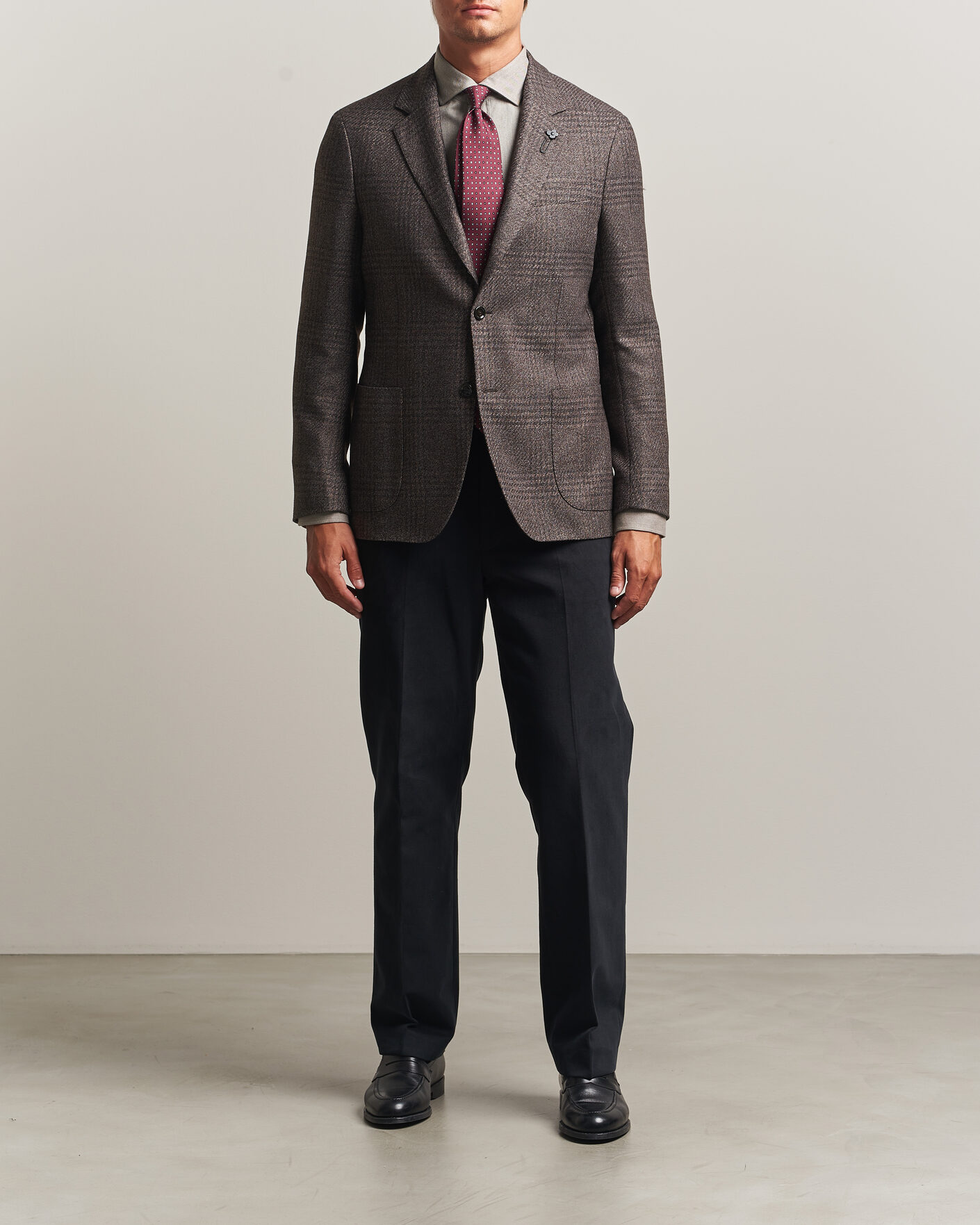 Homme | Blazers | Lardini | Wool Structure Checked Blazer Brown