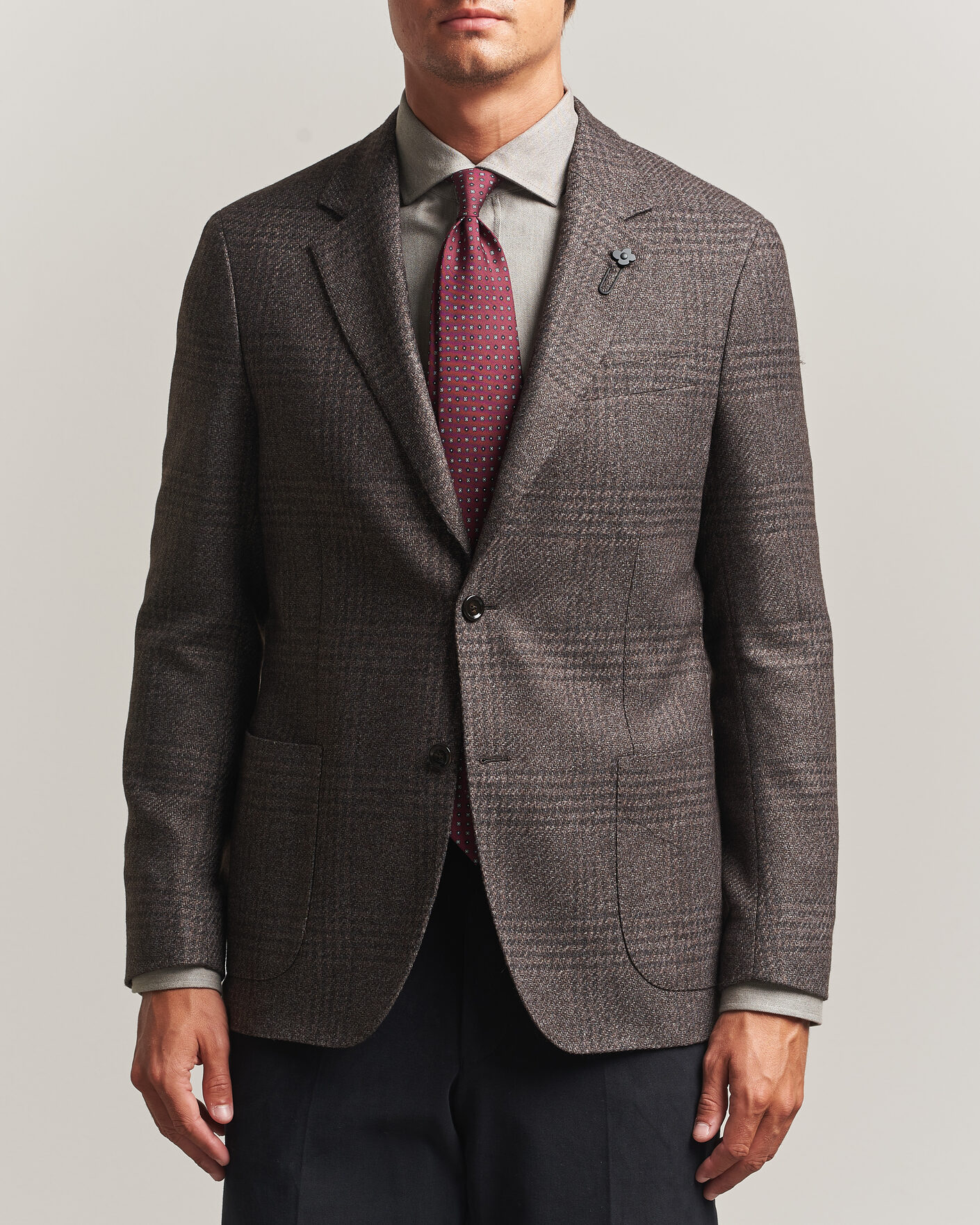 Homme | Blazers | Lardini | Wool Structure Checked Blazer Brown