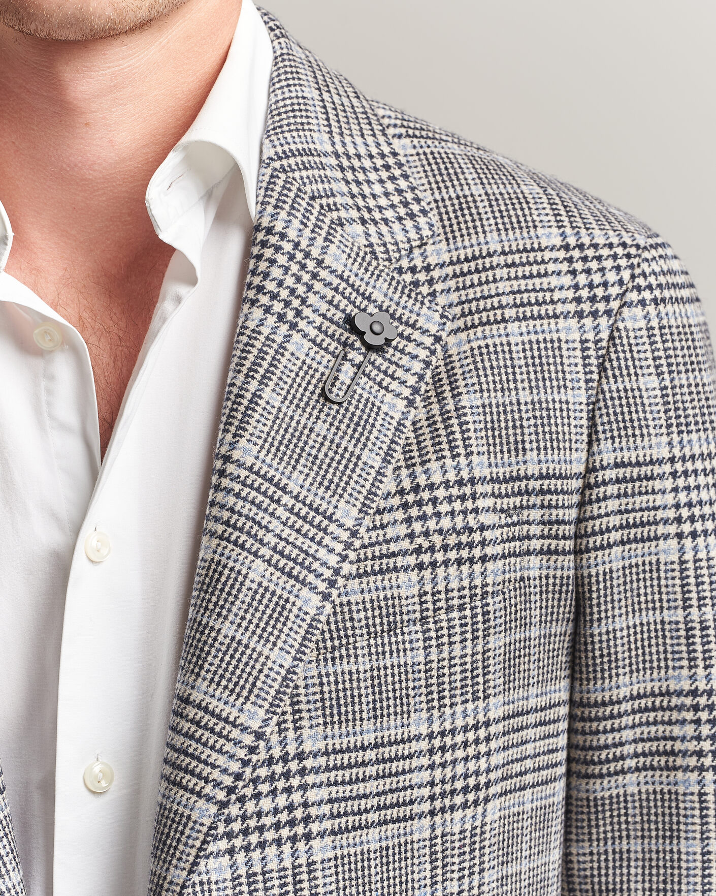 Homme | Blazers | Lardini | Wool/Cashmere Houndstooth Blazer Blue