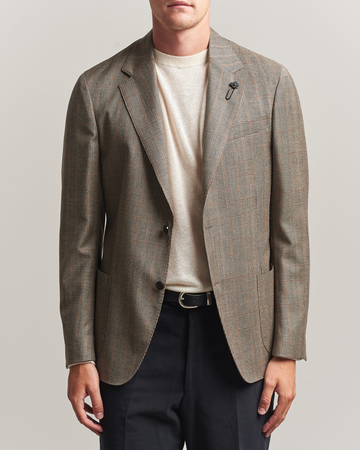 Homme | Blazers | Lardini | Wool Prince of Wales Check Blazer Brown
