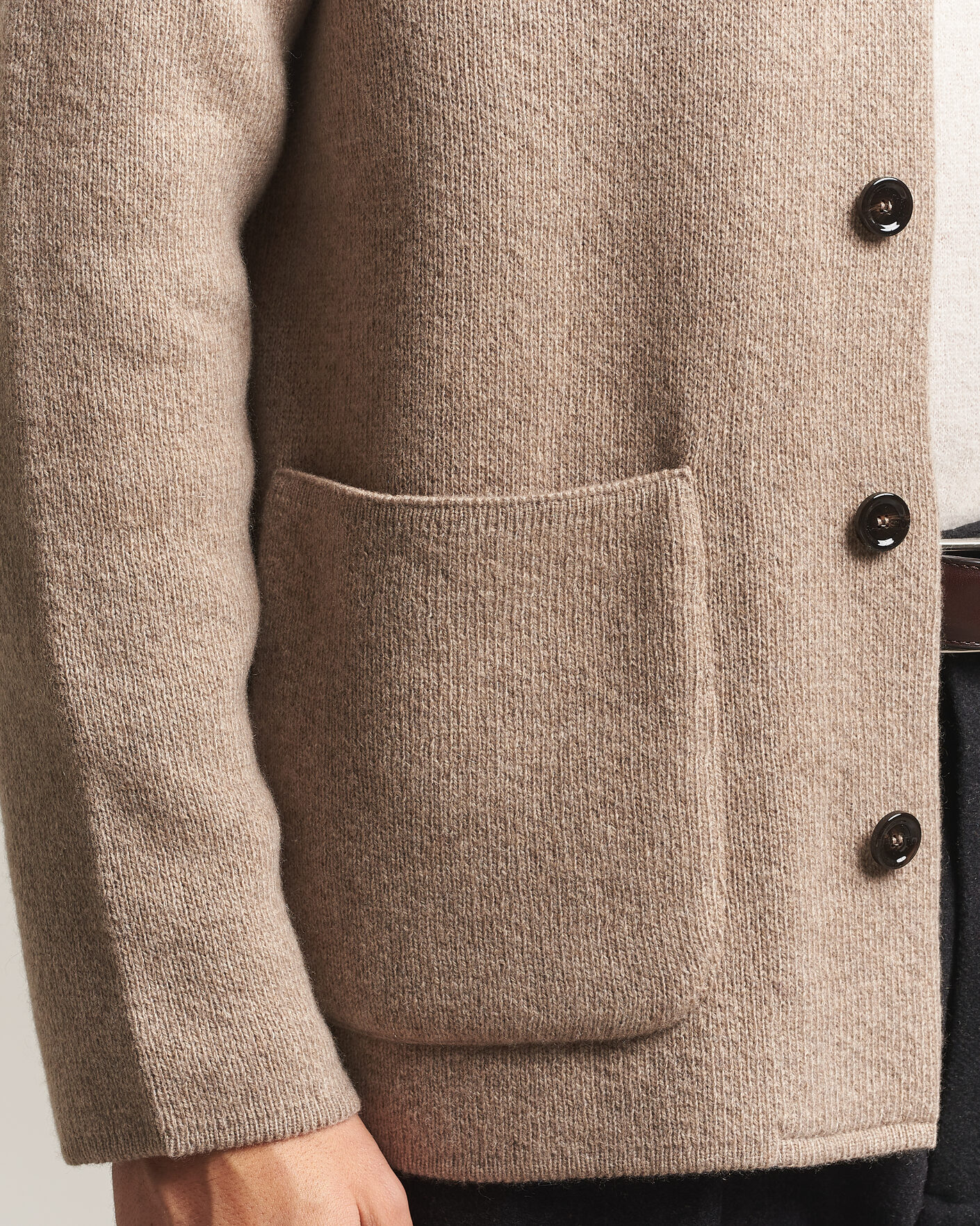 Homme | Pulls Et Tricots | Lardini | Knitted Cashmere Overshirt Light Brown