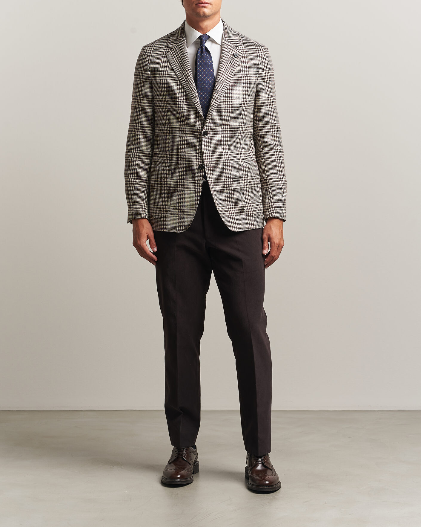 Heren | Blazers | Lardini | Wool/Cashmere Checked Blazer Brown
