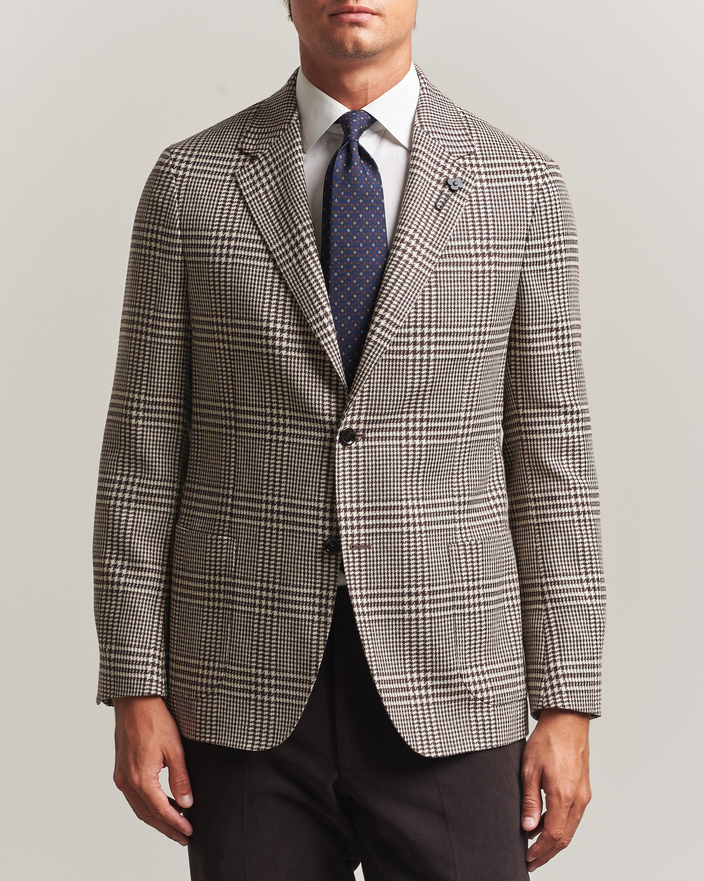 Heren | Blazers | Lardini | Wool/Cashmere Checked Blazer Brown