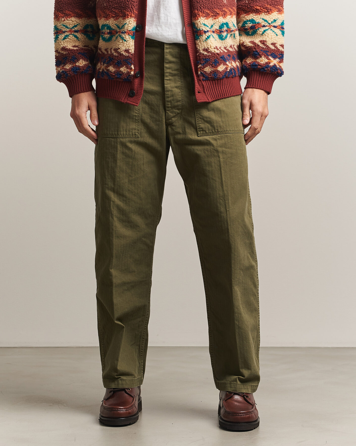 Homme | Pantalons | orSlow | Vintage Fit Herringbone Fatigue Pants Army Green
