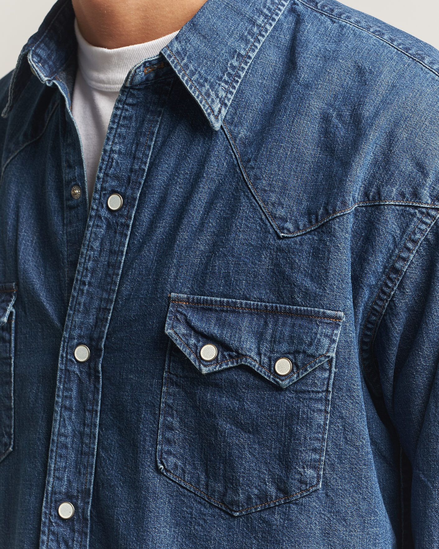 Homme | Chemises | orSlow | Denim Western Shirt Vintage Indigo