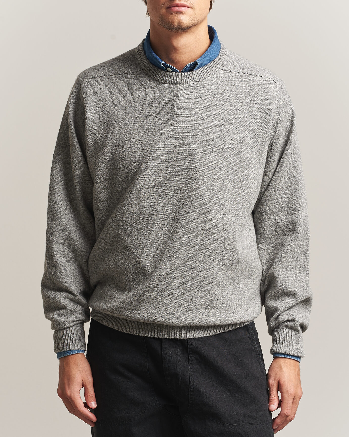 Heren | Truien | orSlow | Simple Crew Neck Sweater Light Grey