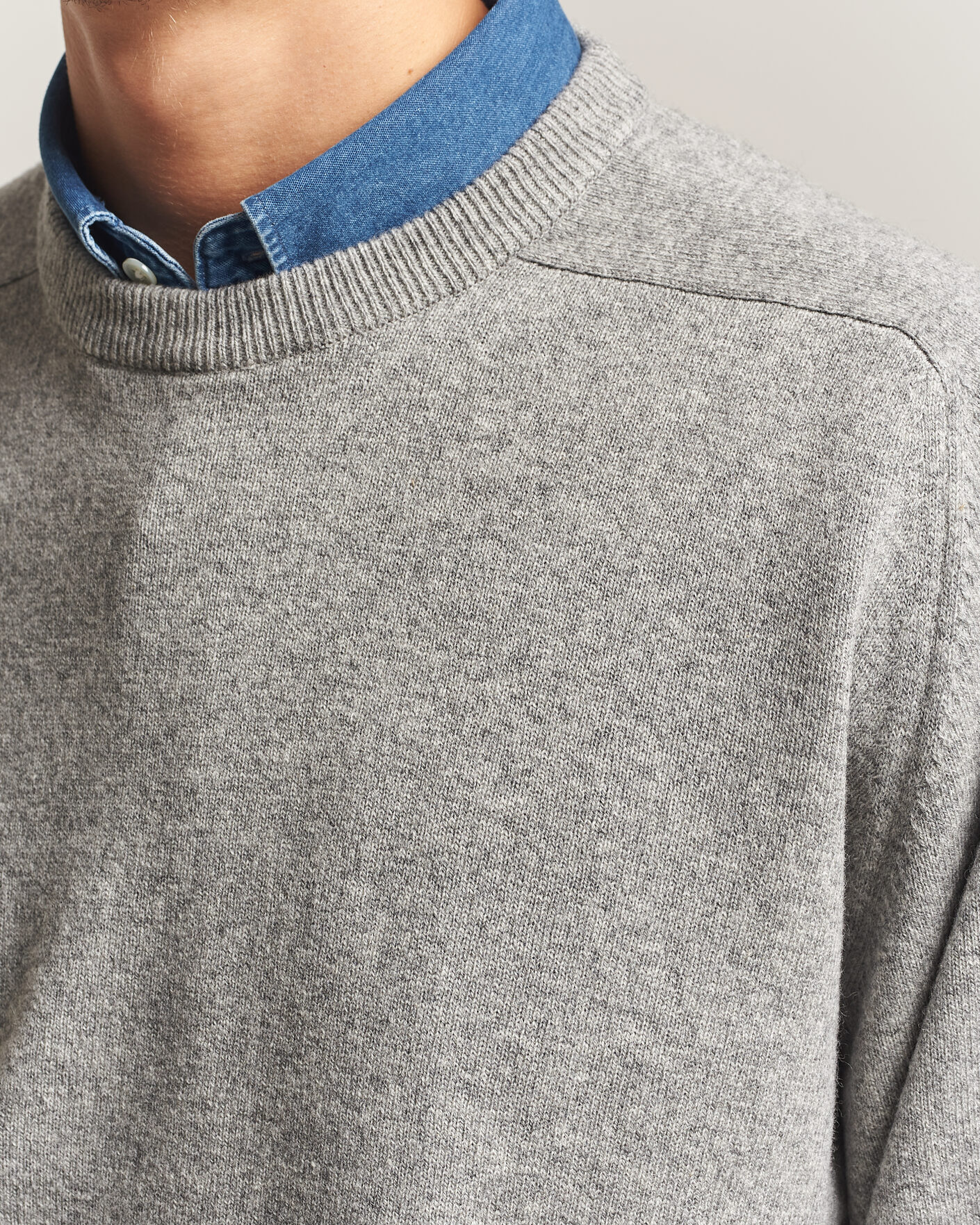 Heren | Truien | orSlow | Simple Crew Neck Sweater Light Grey