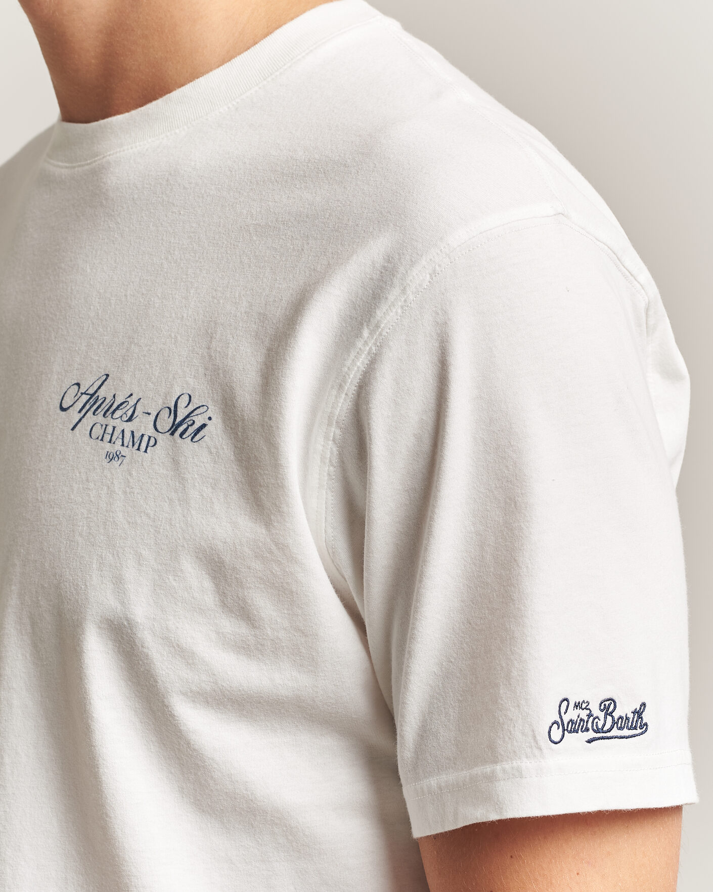 Heren | T-shirts | MC2 Saint Barth | Back Printed Cotton T-Shirt Ski Post Race