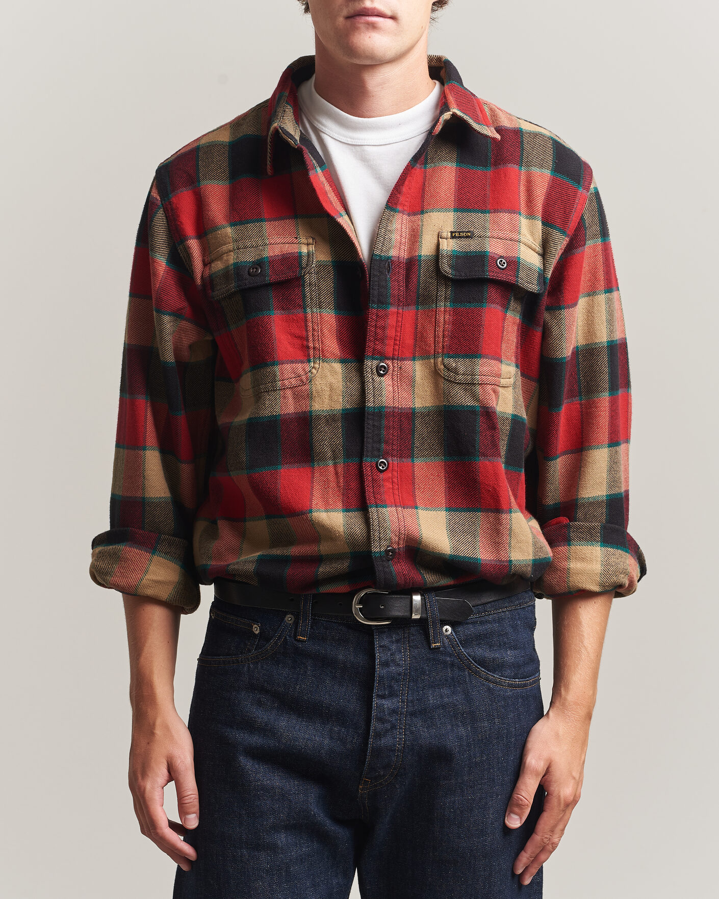 Homme | Chemises | Filson | Vintage Flannel Work Shirt Red/Cream