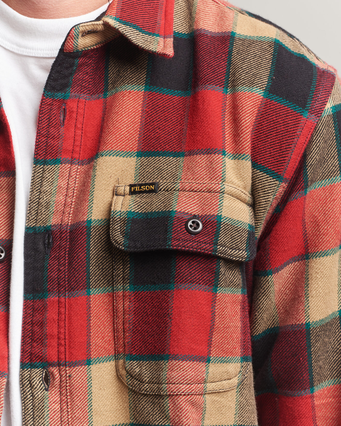 Homme | Chemises | Filson | Vintage Flannel Work Shirt Red/Cream