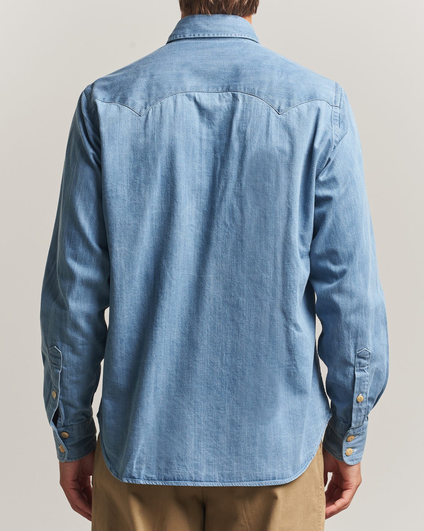 Heren | Overhemden | Drake's | Denim Western Shirt Bleached Blue