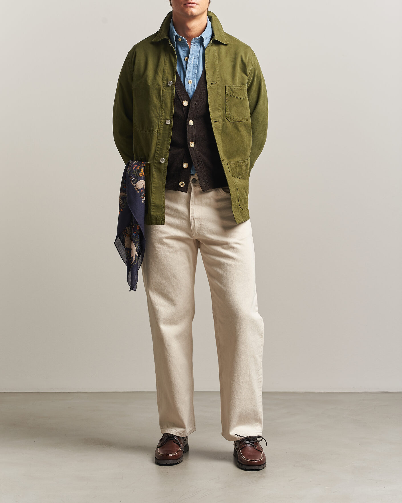 Heren | Jassen | Drake's | Duck Cotton Canvas Chore Jacket Olive