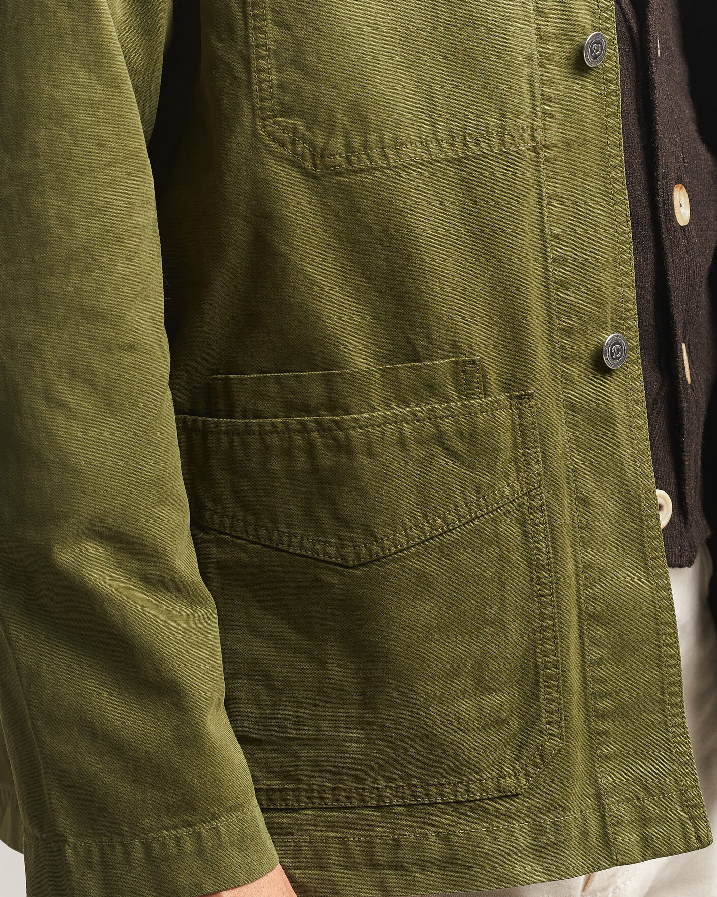 Heren | Jassen | Drake's | Duck Cotton Canvas Chore Jacket Olive