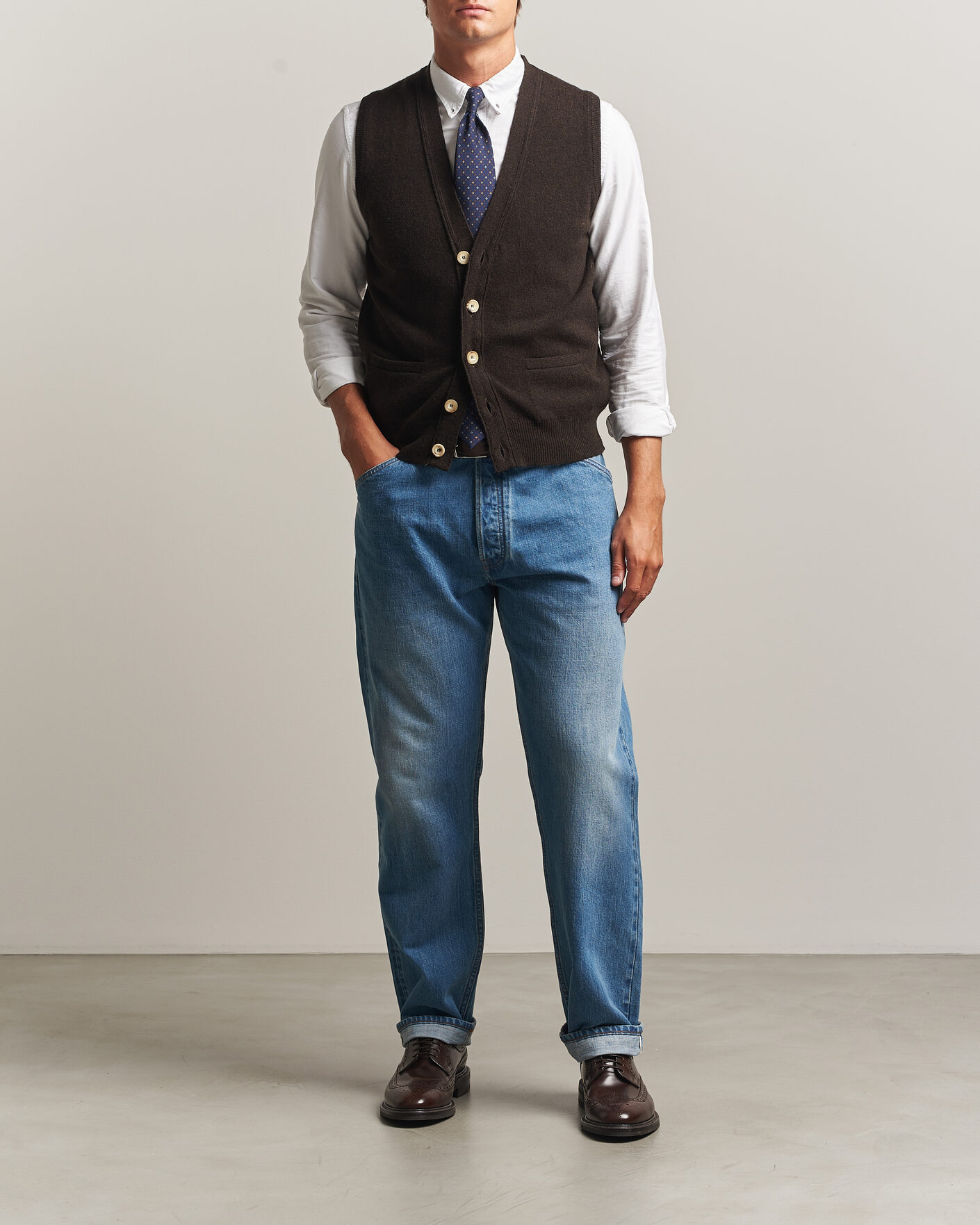 Homme | Jeans | Drake's | 5-Pocket Japanese Selvedge Denim Stone Wash