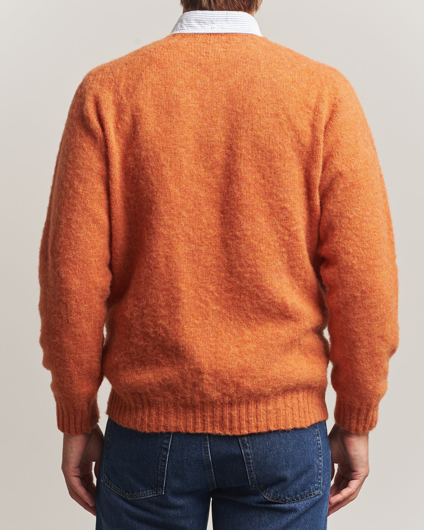 Heren | Truien | Drake's | Brushed Shetland Crew Orange