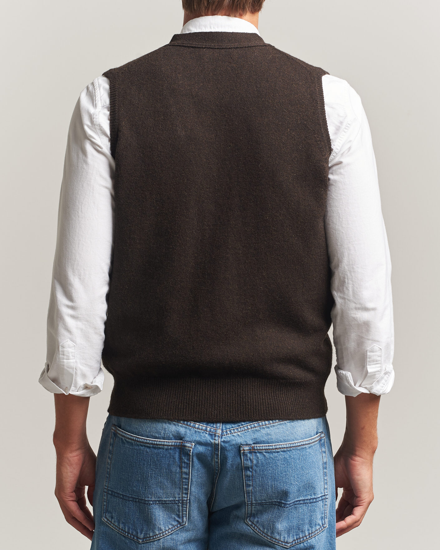 Homme | Pulls Et Tricots | Drake's | Lambswool Vest Cardigan Dark Brown