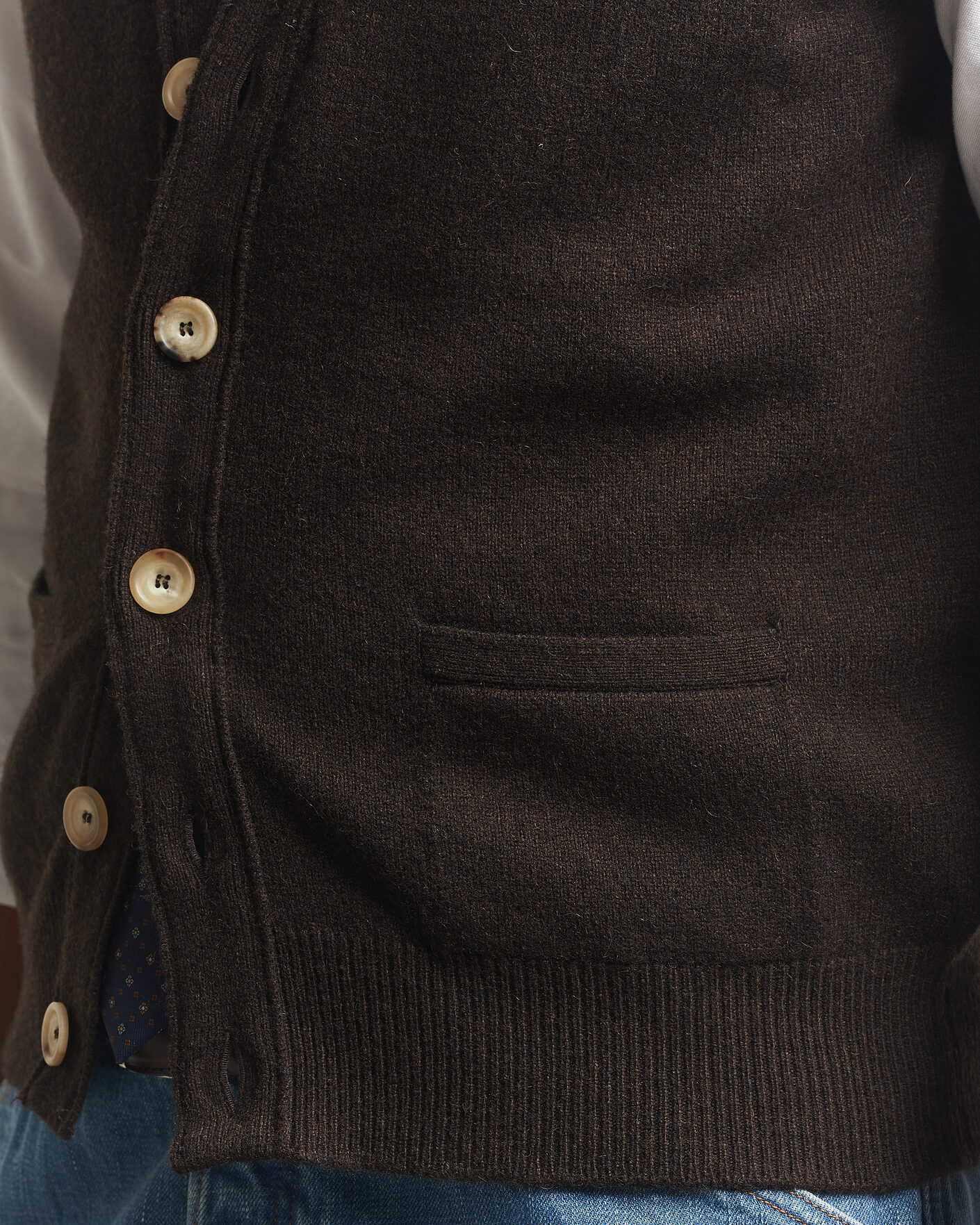 Homme | Pulls Et Tricots | Drake's | Lambswool Vest Cardigan Dark Brown