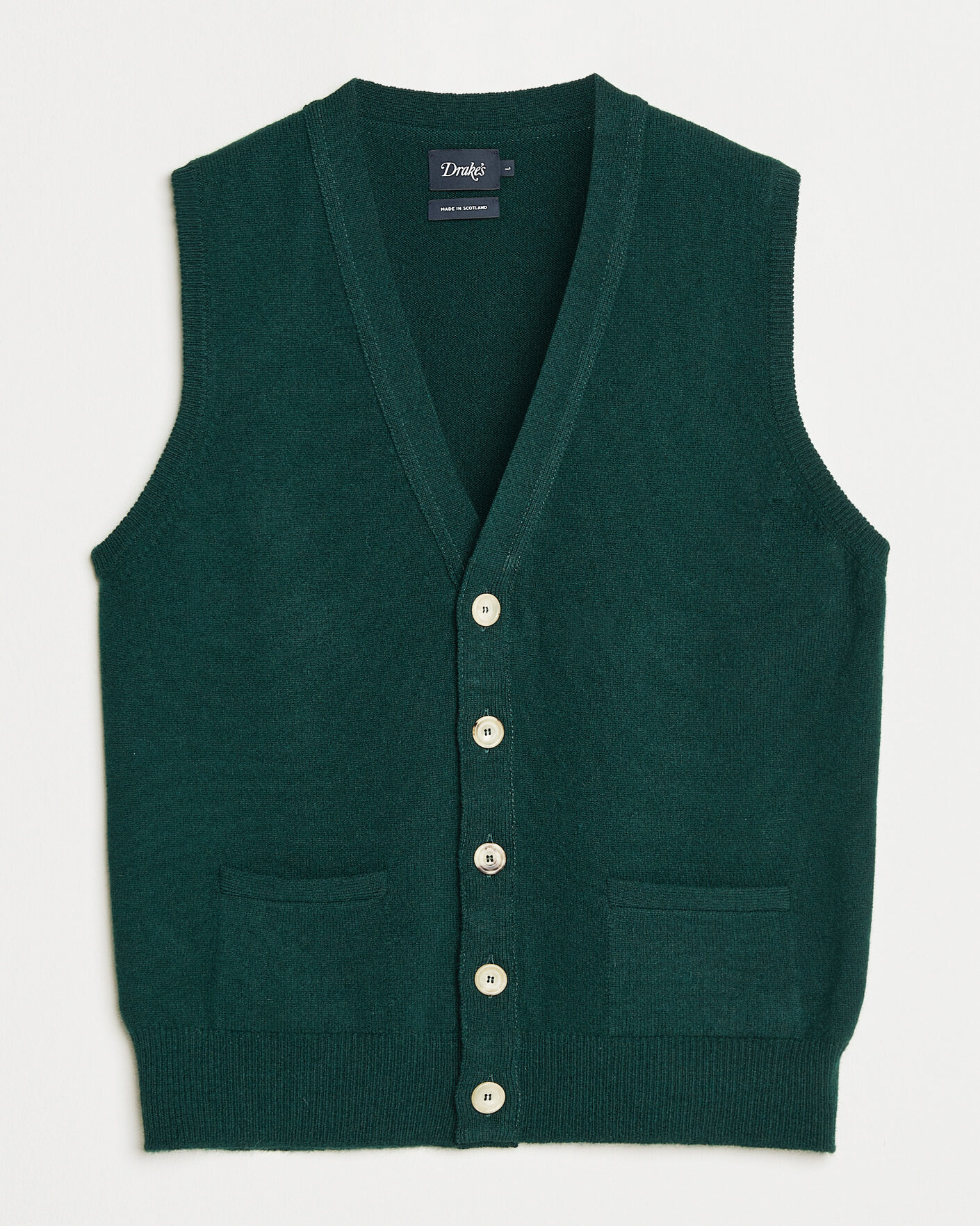 Homme | Pulls Et Tricots | Drake's | Lambswool Vest Cardigan Green