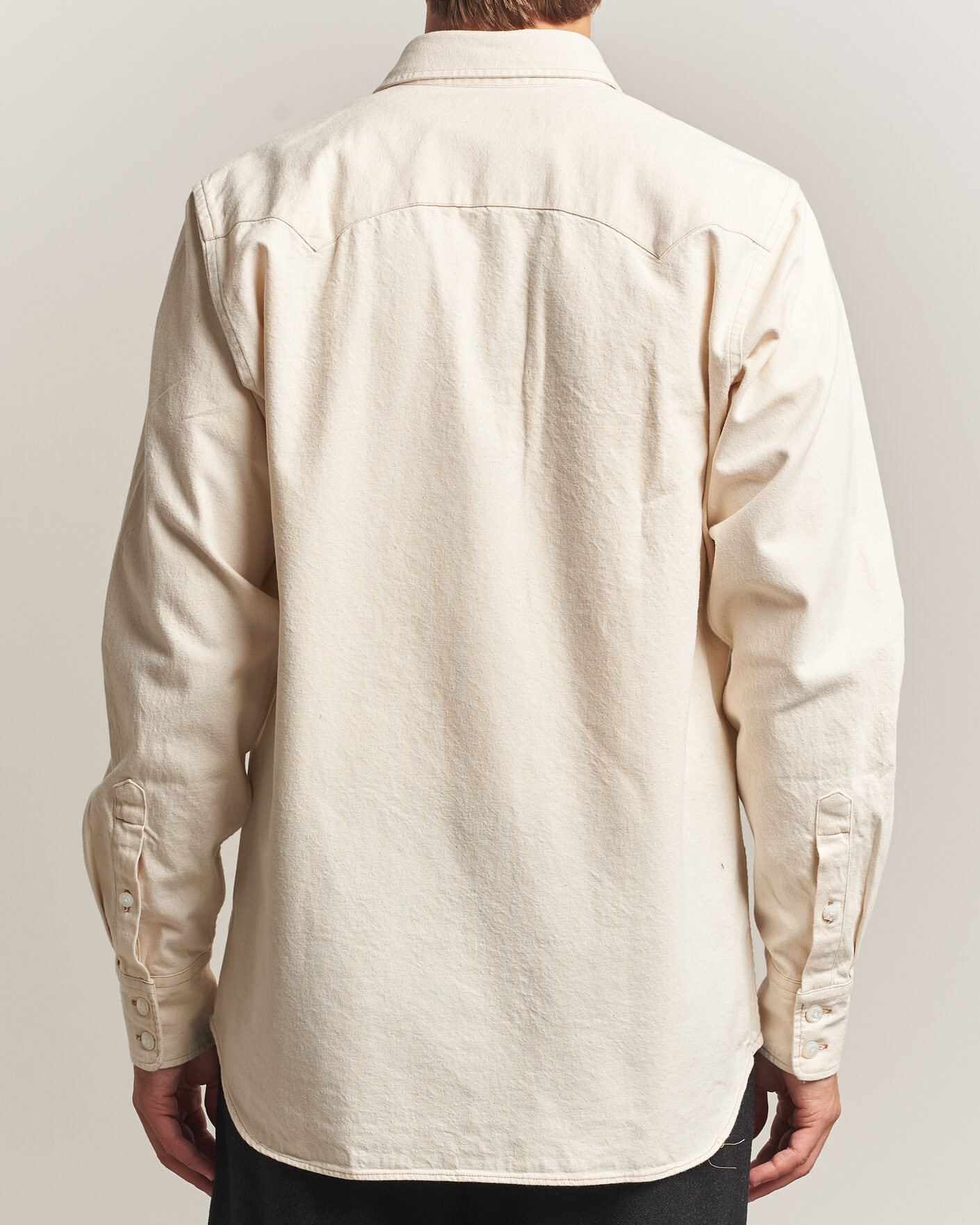 Homme | Chemises | Drake's | Western Denim Shirt Stone Wash Ecru