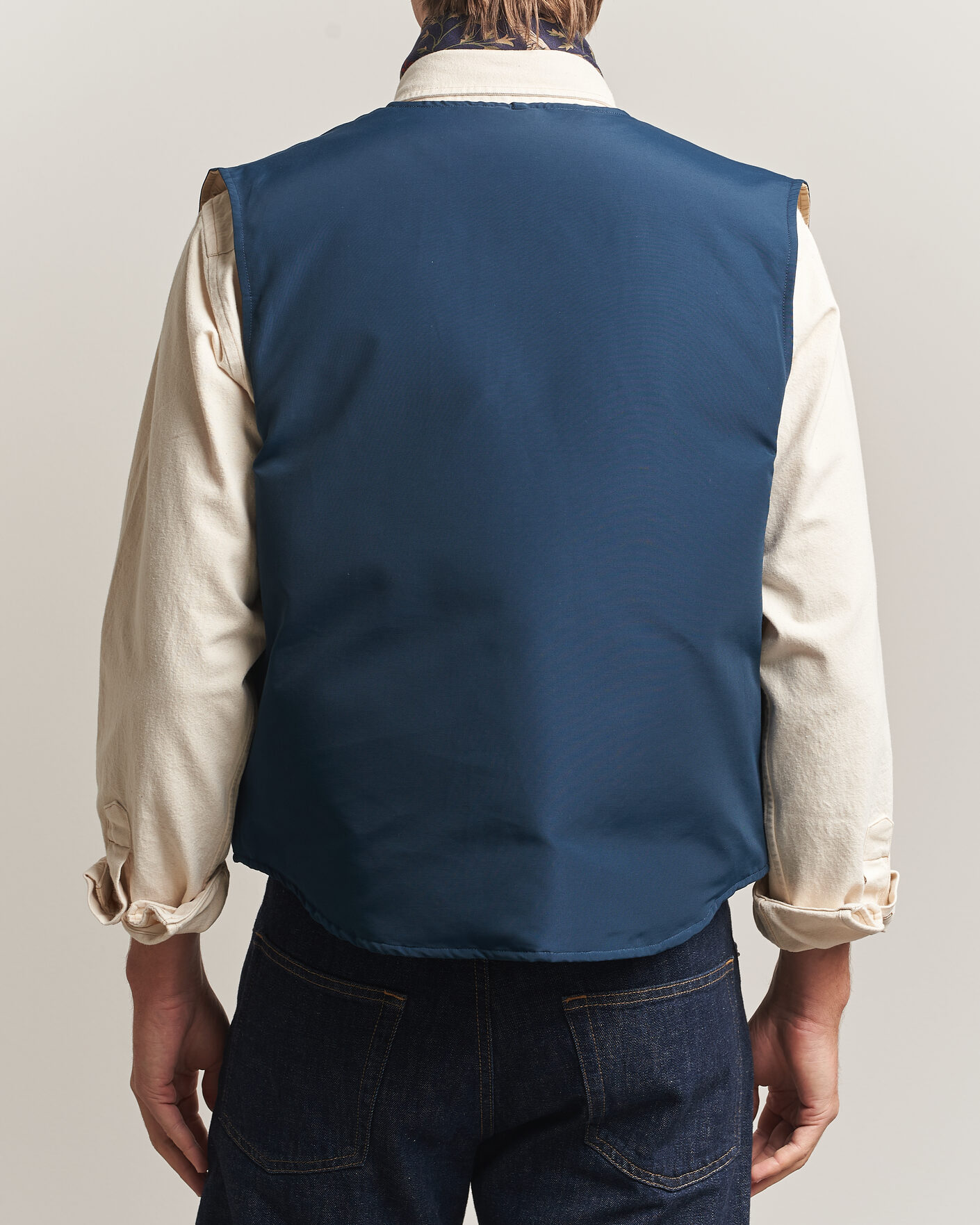 Homme | Gilets | Drake's | Reversible Down Vest Petrol/Ecru