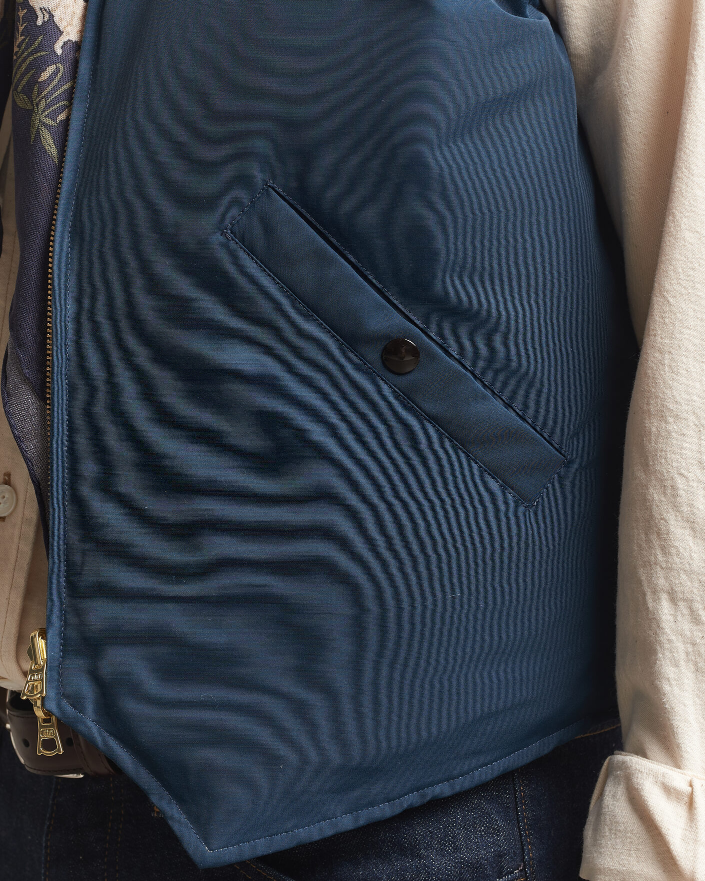 Homme | Gilets | Drake's | Reversible Down Vest Petrol/Ecru