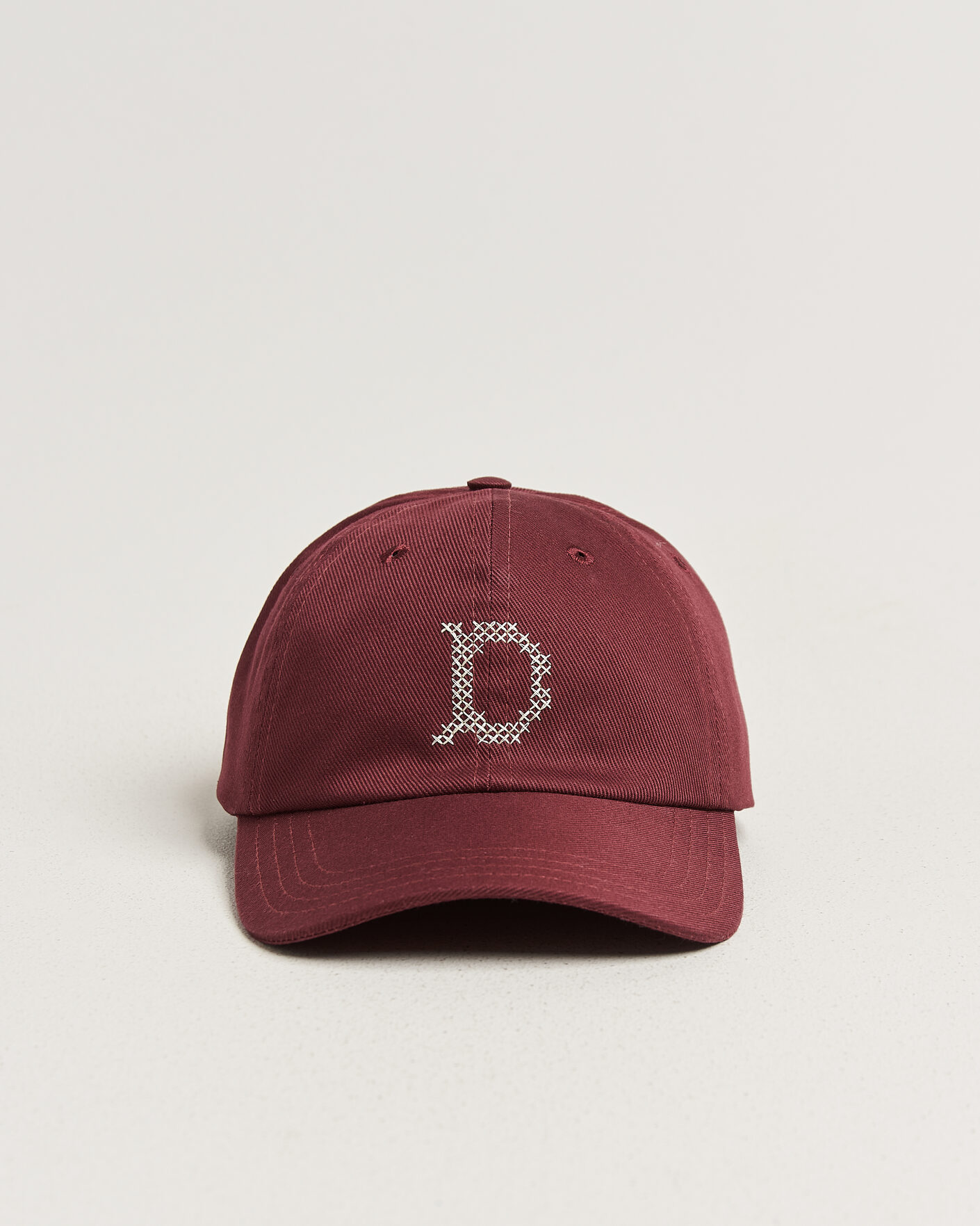Homme | Bobs Et Casquettes | Drake's | Cross Stitch D Twill Baseball Cap Burgundy