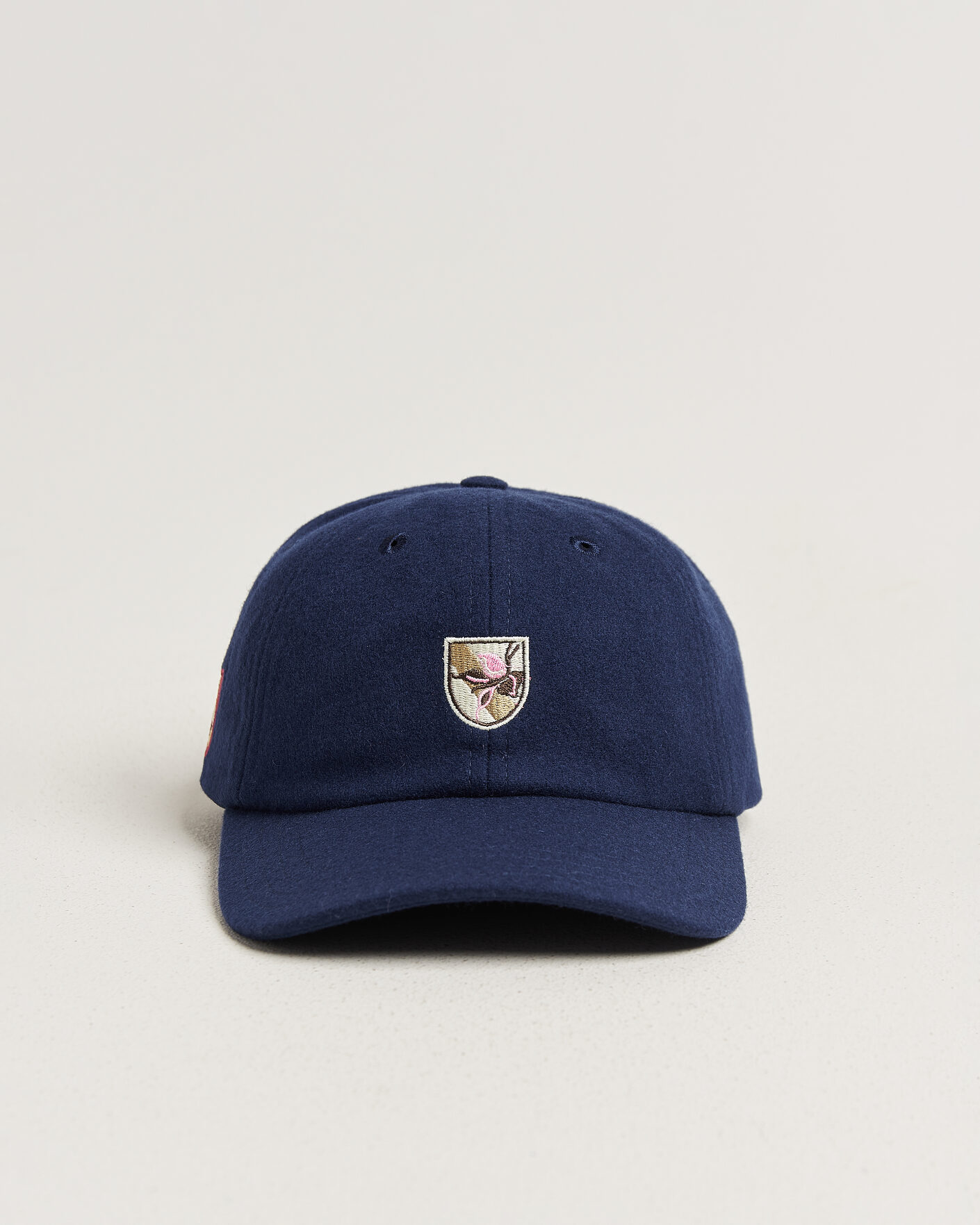 Homme | Bobs Et Casquettes | Drake's | Crest Merino Wool Baseball Cap Navy