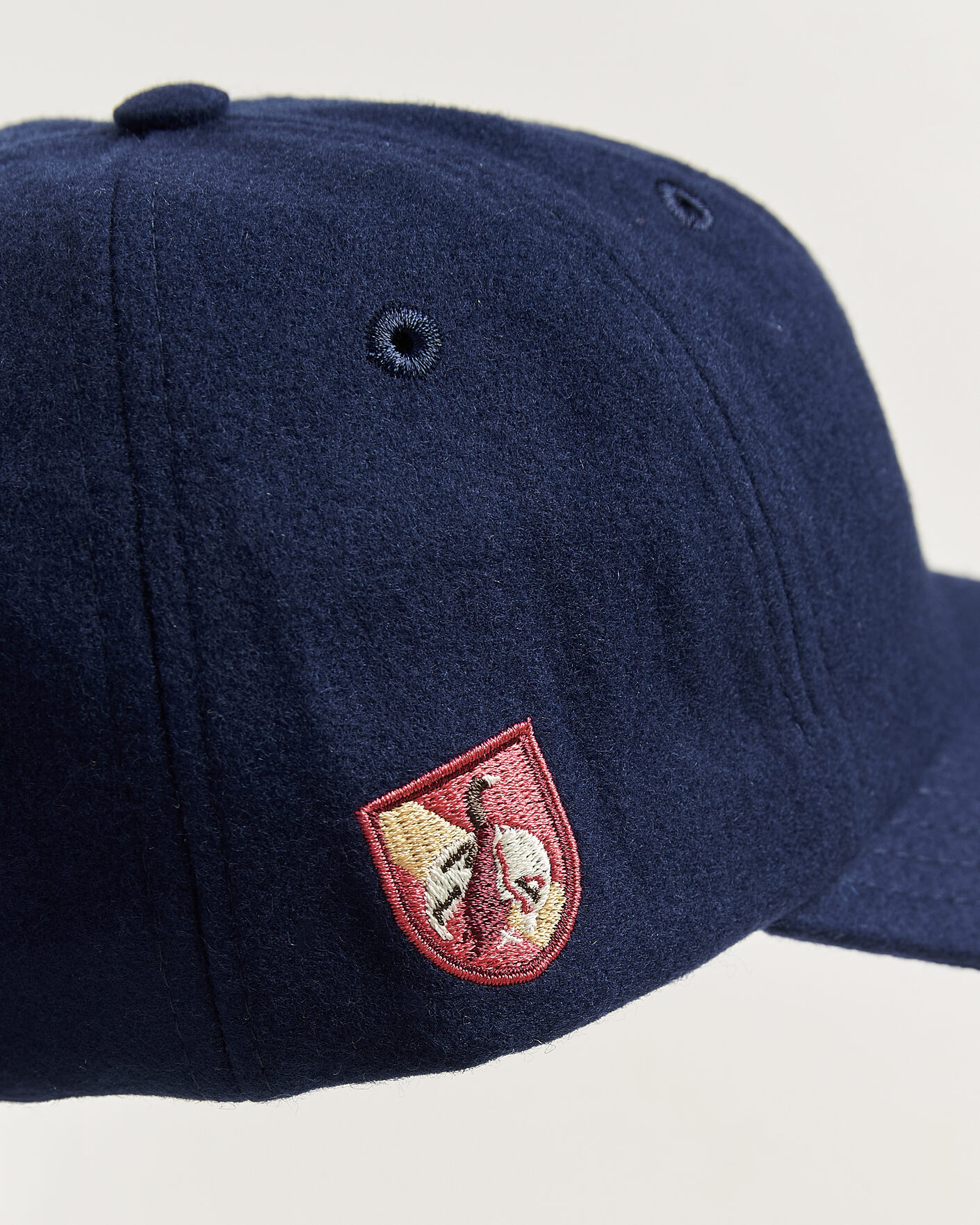 Homme | Bobs Et Casquettes | Drake's | Crest Merino Wool Baseball Cap Navy