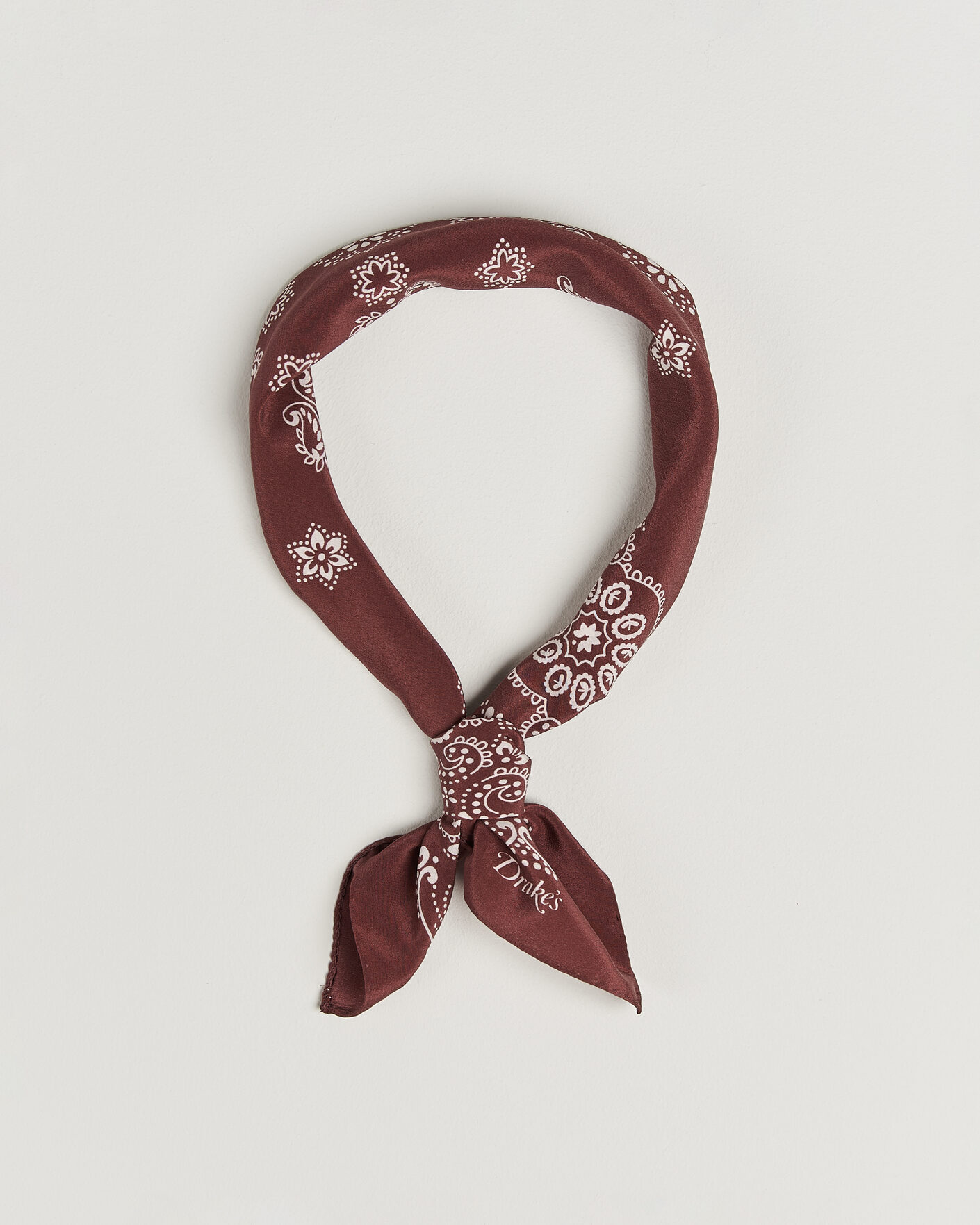 Homme | Écharpes | Drake's | Traditional Silk Bandana Burgundy