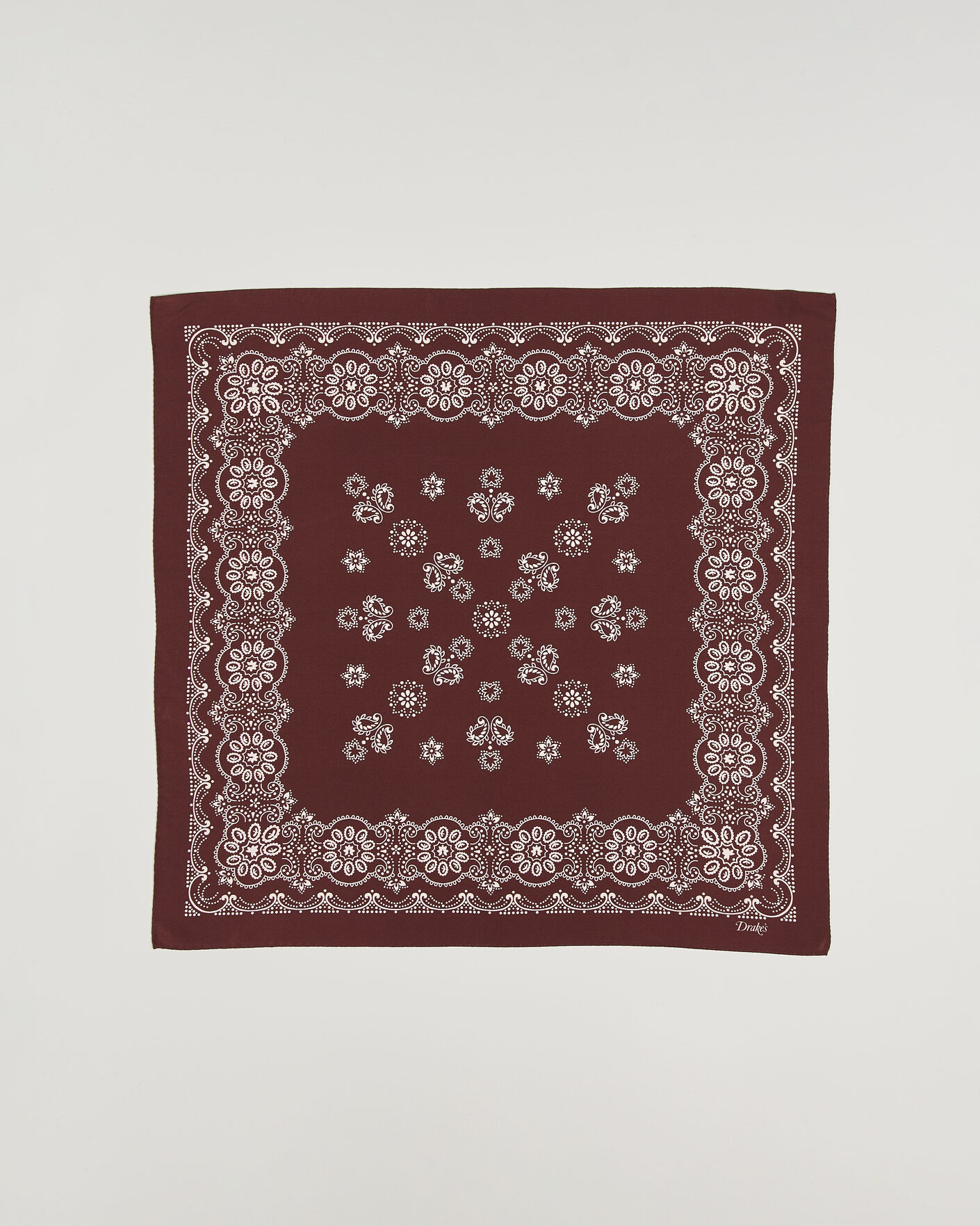 Homme | Écharpes | Drake's | Traditional Silk Bandana Burgundy