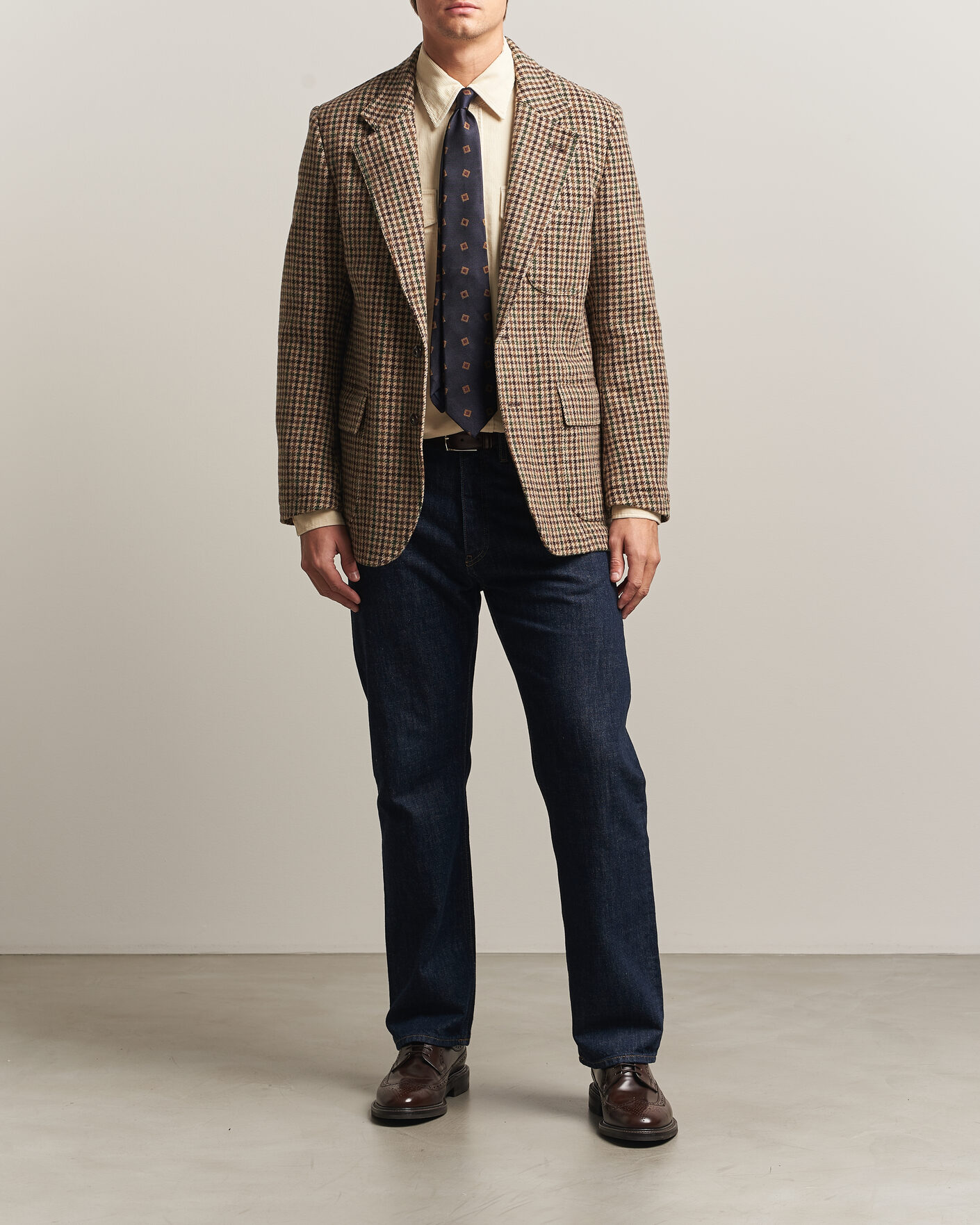 Homme | Blazers | Drake's | MKVII Tweed Houndcheck Games Blazer Brown