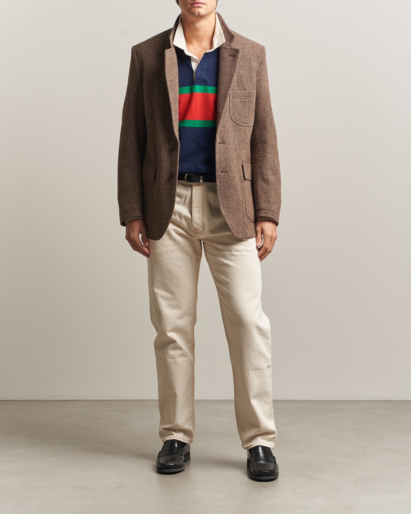 Homme | Blazers | Drake's | MKVII Tweed Herringbone Games Blazer Brown