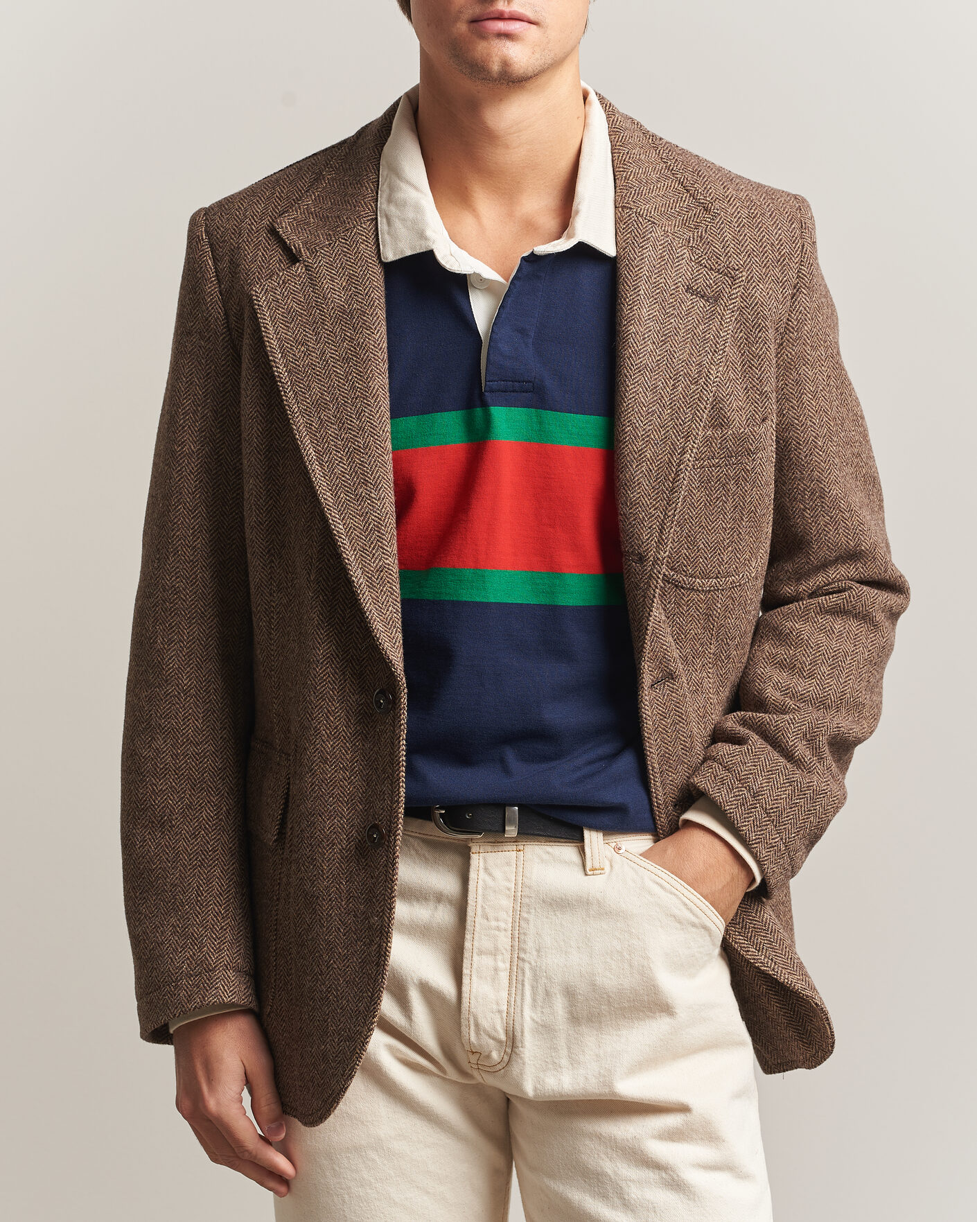 Homme | Blazers | Drake's | MKVII Tweed Herringbone Games Blazer Brown