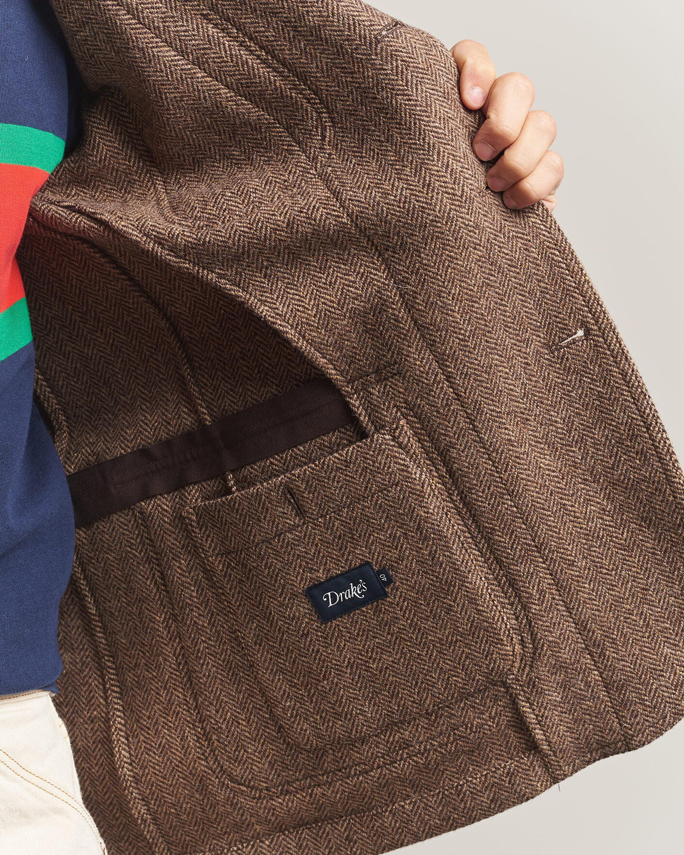 Homme | Blazers | Drake's | MKVII Tweed Herringbone Games Blazer Brown