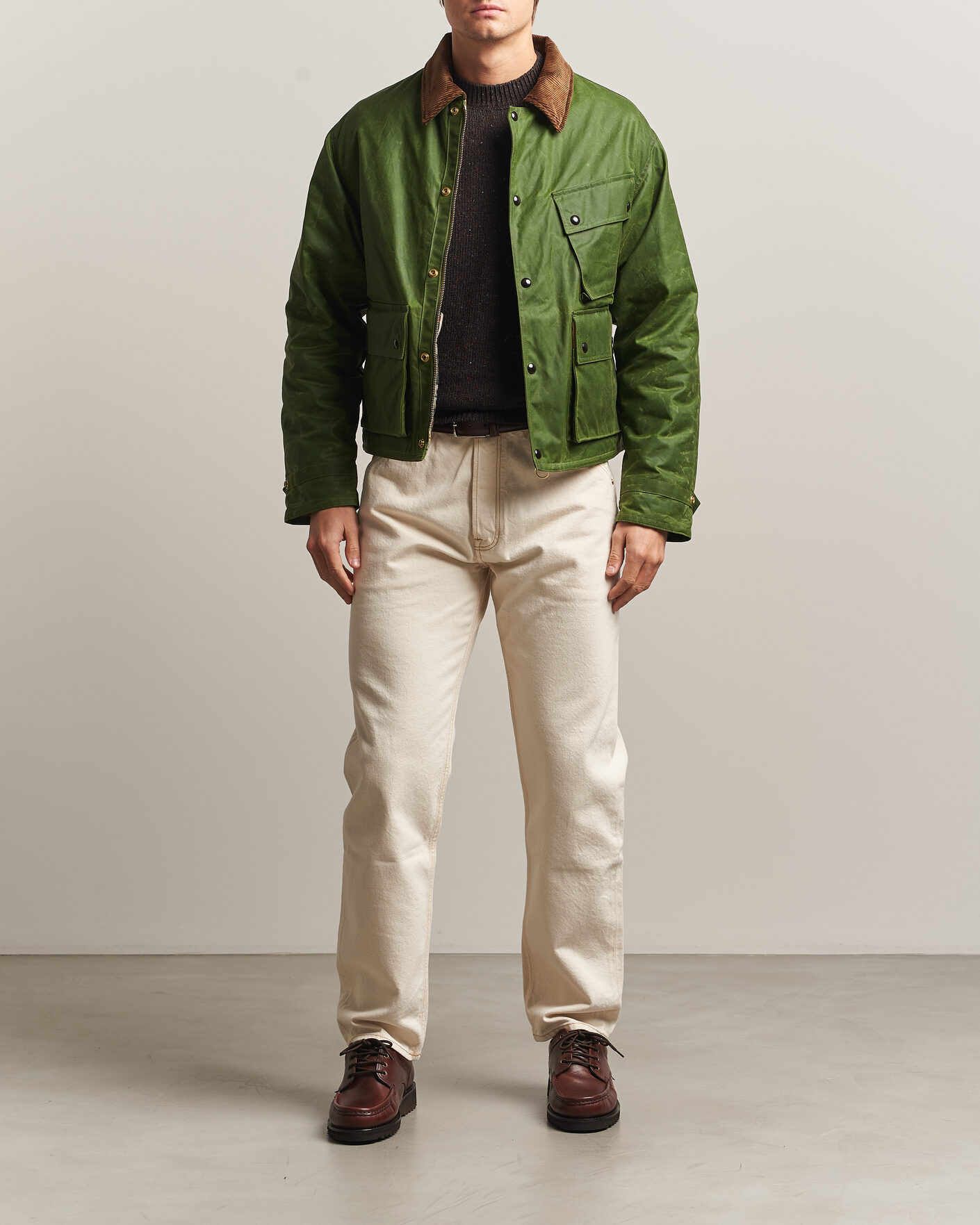 Heren | Jassen | Drake's | Waxed Wader Jacket Lemongrass